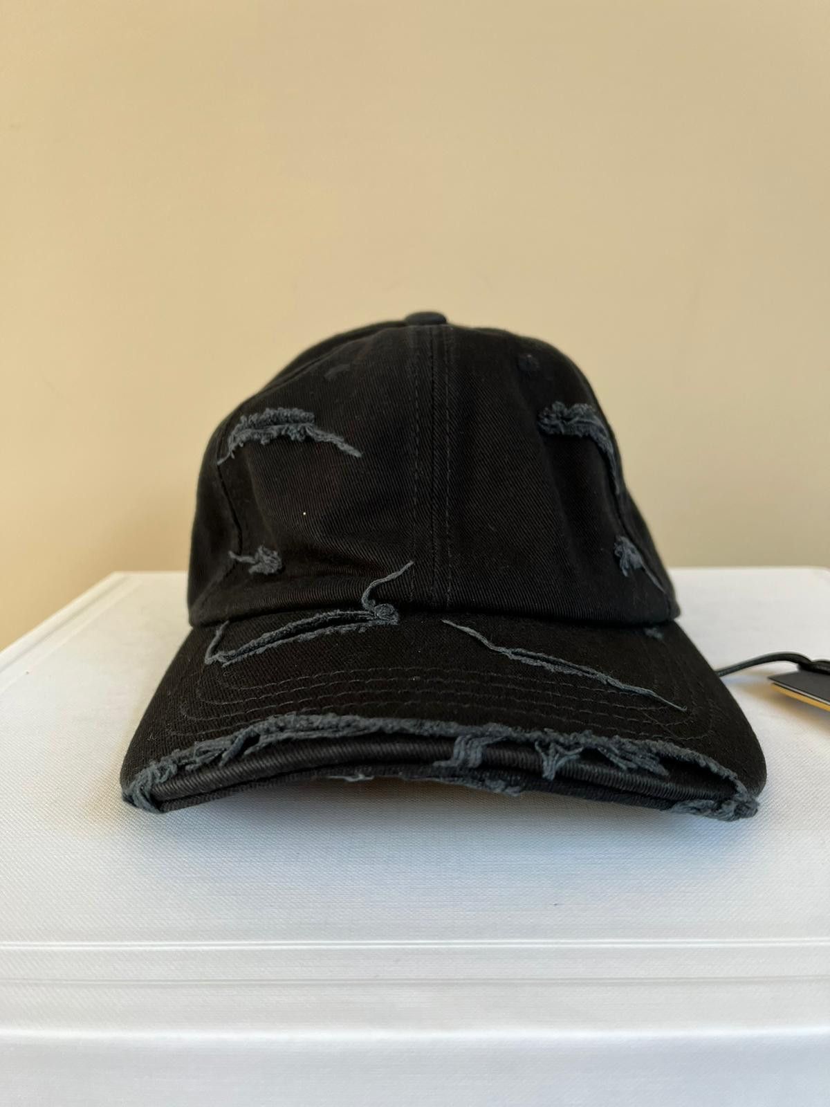Palm Angels Ripped Logo Cap in Black/White Size ONE SIZE - 2 Thumbnail