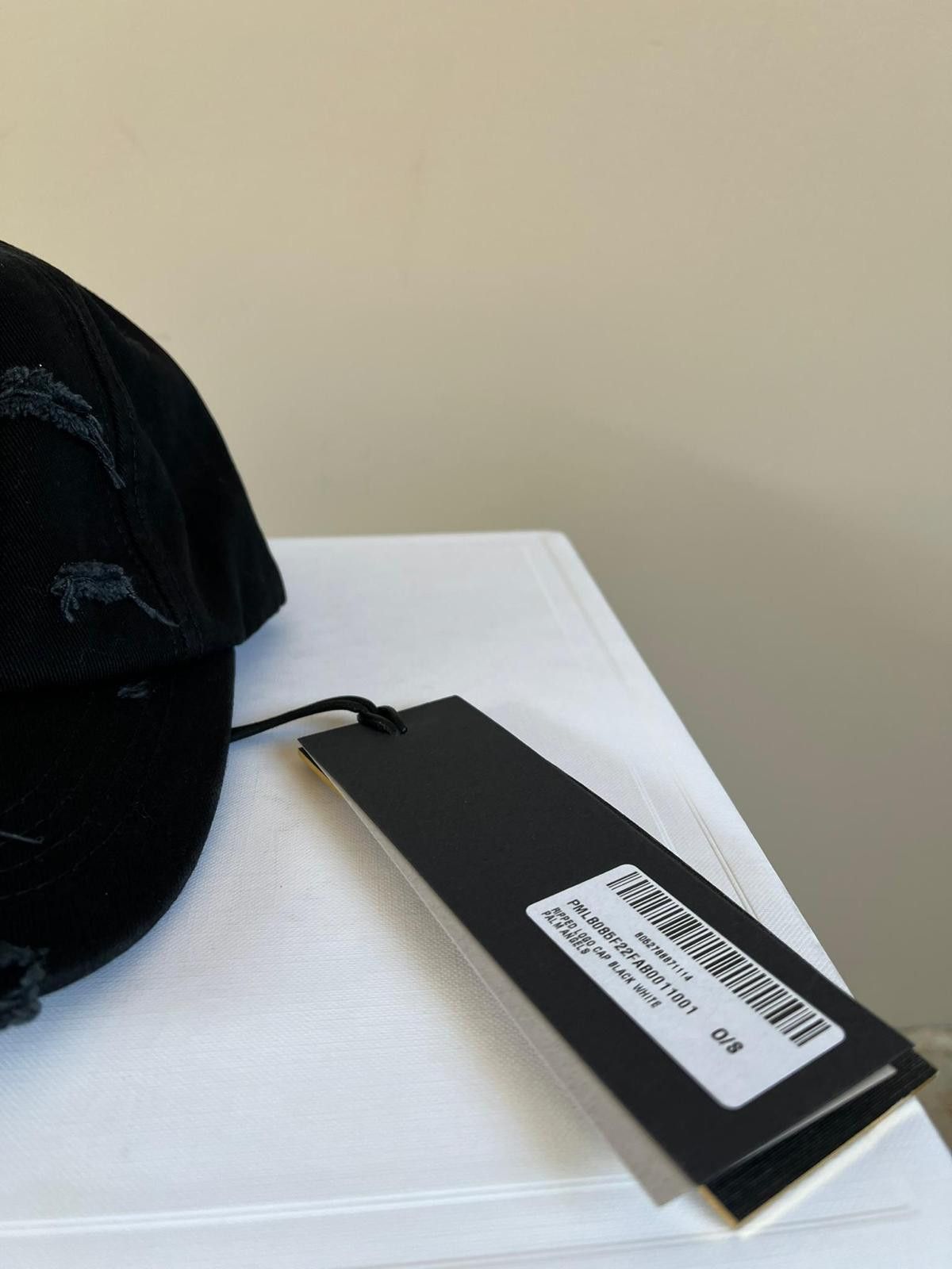 Palm Angels Ripped Logo Cap in Black/White Size ONE SIZE - 4 Thumbnail
