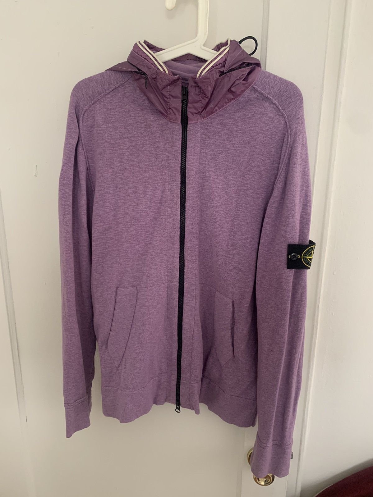 image of Stone Island Nylon Hoodie in Purple, Men's (Size XL)