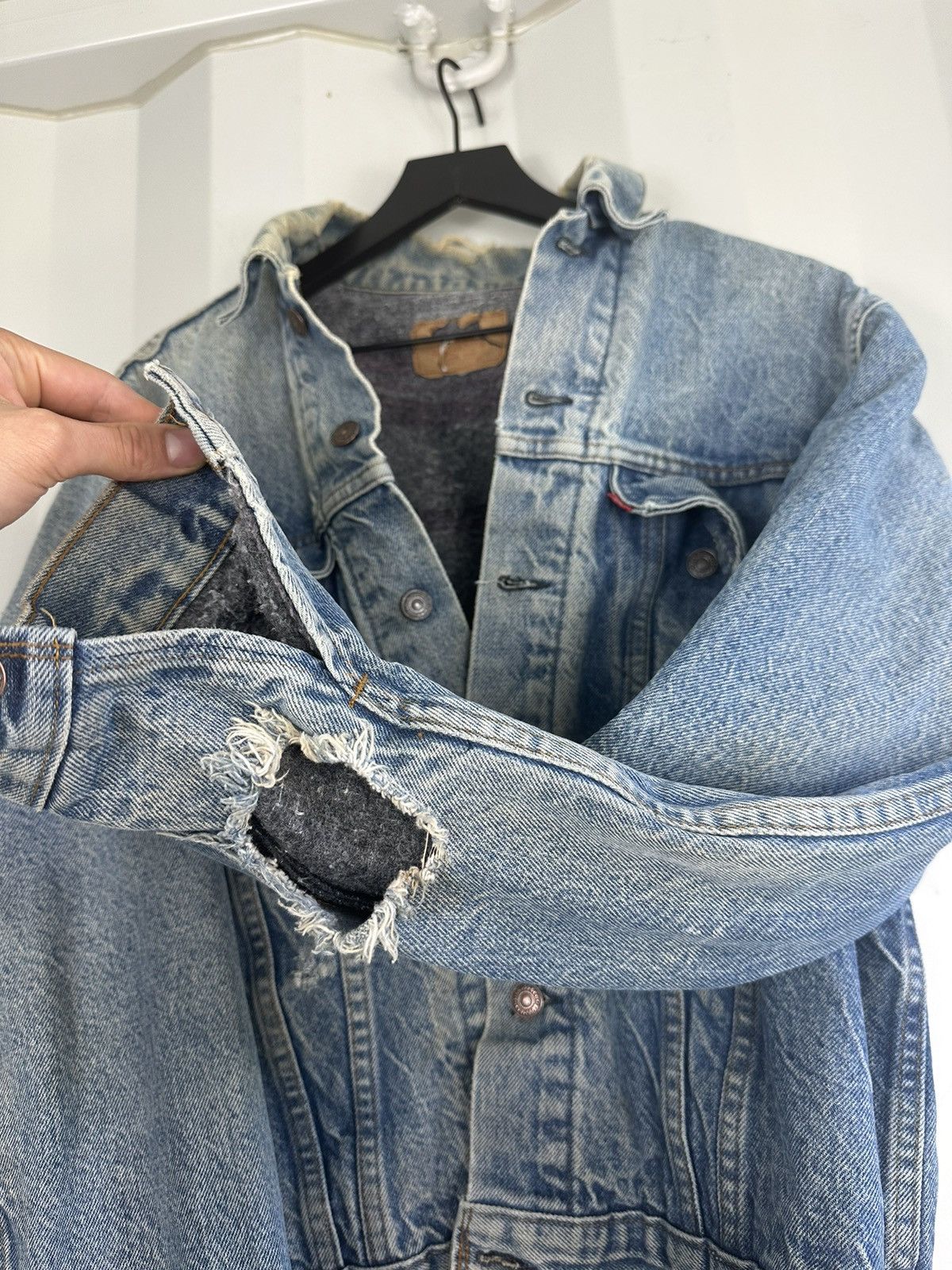 image of Levis x Vintage Thrashed Type 3 Denim Jacket in Blue, Men's (Size Large)