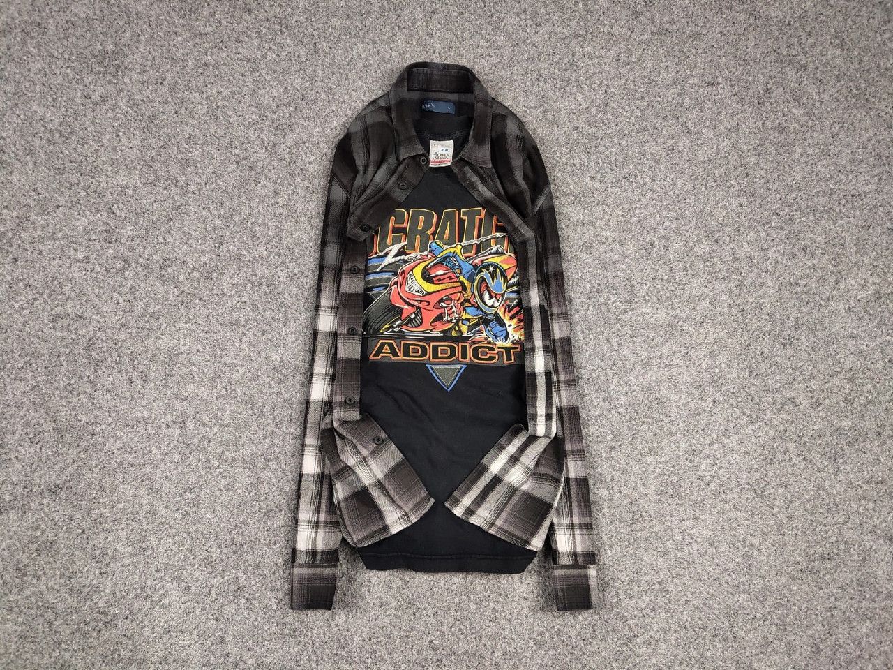 Flannel Vintage Flannel Black Gradient Shirt Travis Scott Style Size US L / EU 52-54 / 3 - 1 Thumbnail