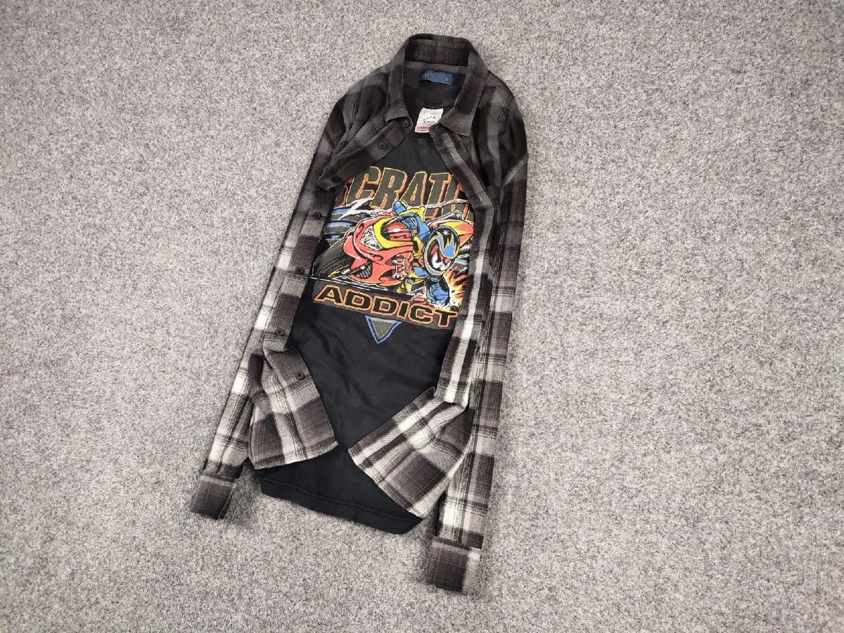 Flannel Vintage Flannel Black Gradient Shirt Travis Scott Style Size US L / EU 52-54 / 3 - 3 Thumbnail