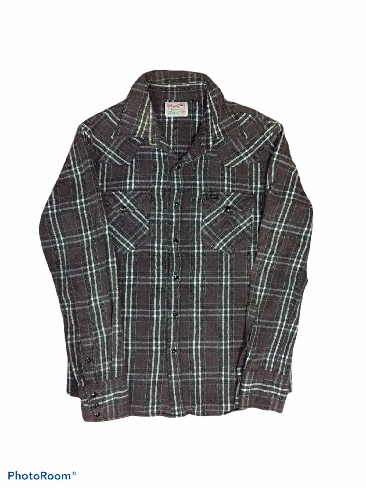 Japanese Brand × Wrangler Vintage Wrangler Flannel Stone Button 90’s Size US M / EU 48-50 / 2 - 1 Thumbnail