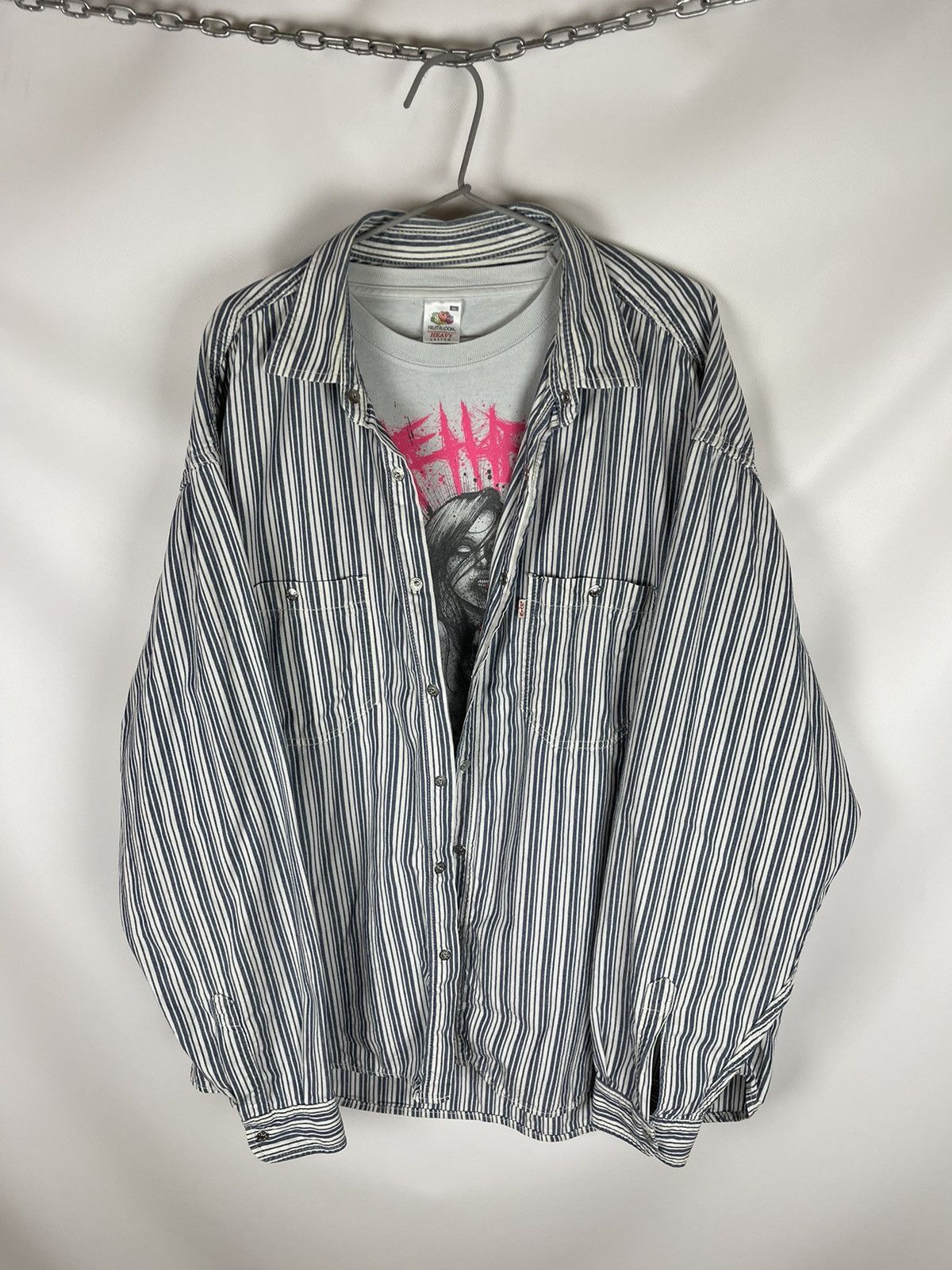 Levi's Levi’s vintage 90s oversized striped denim long sleeve shirt Size US XL / EU 56 / 4 - 5 Thumbnail