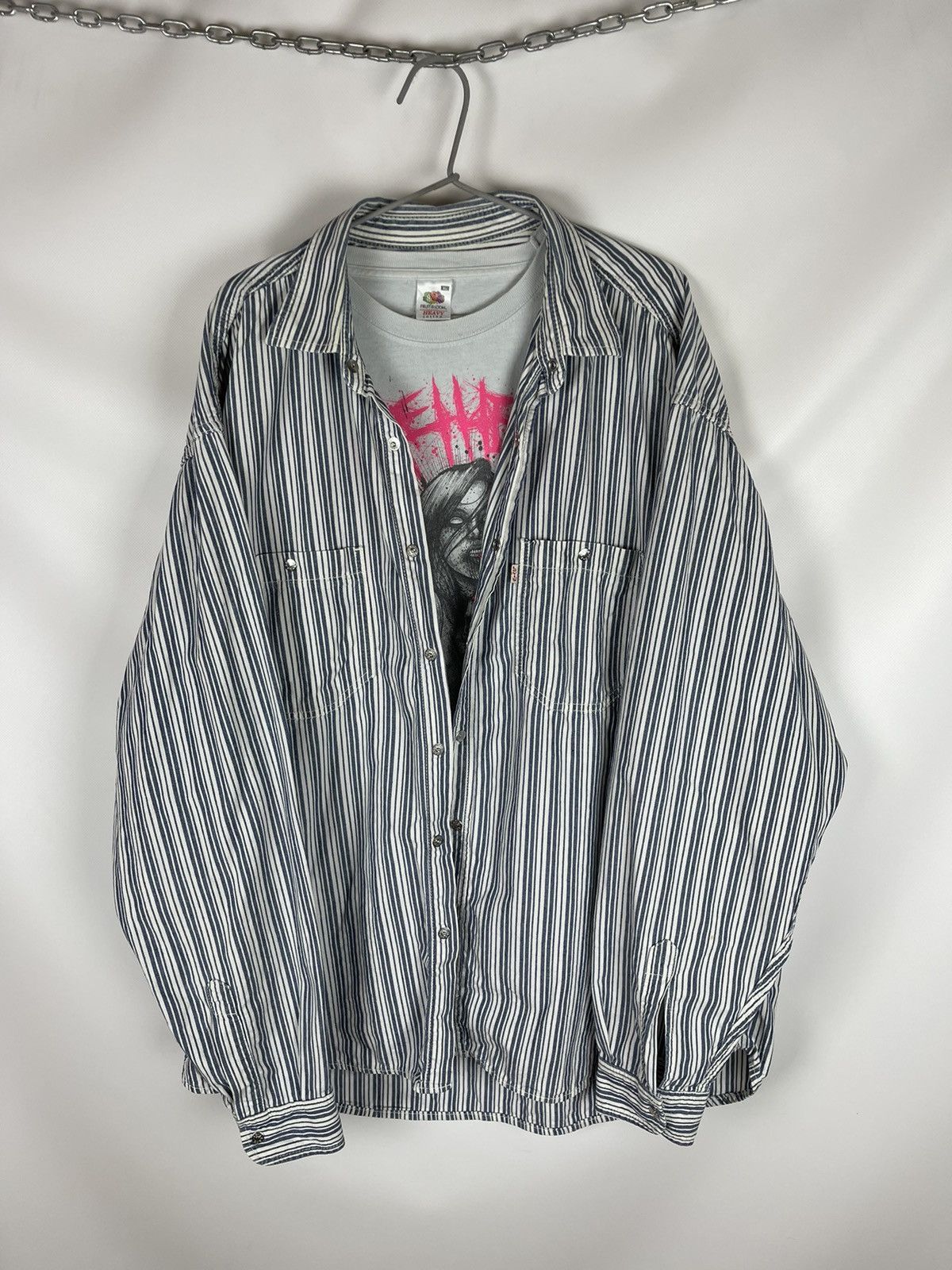 Levi's Levi’s vintage 90s oversized striped denim long sleeve shirt Size US XL / EU 56 / 4 - 1 Thumbnail