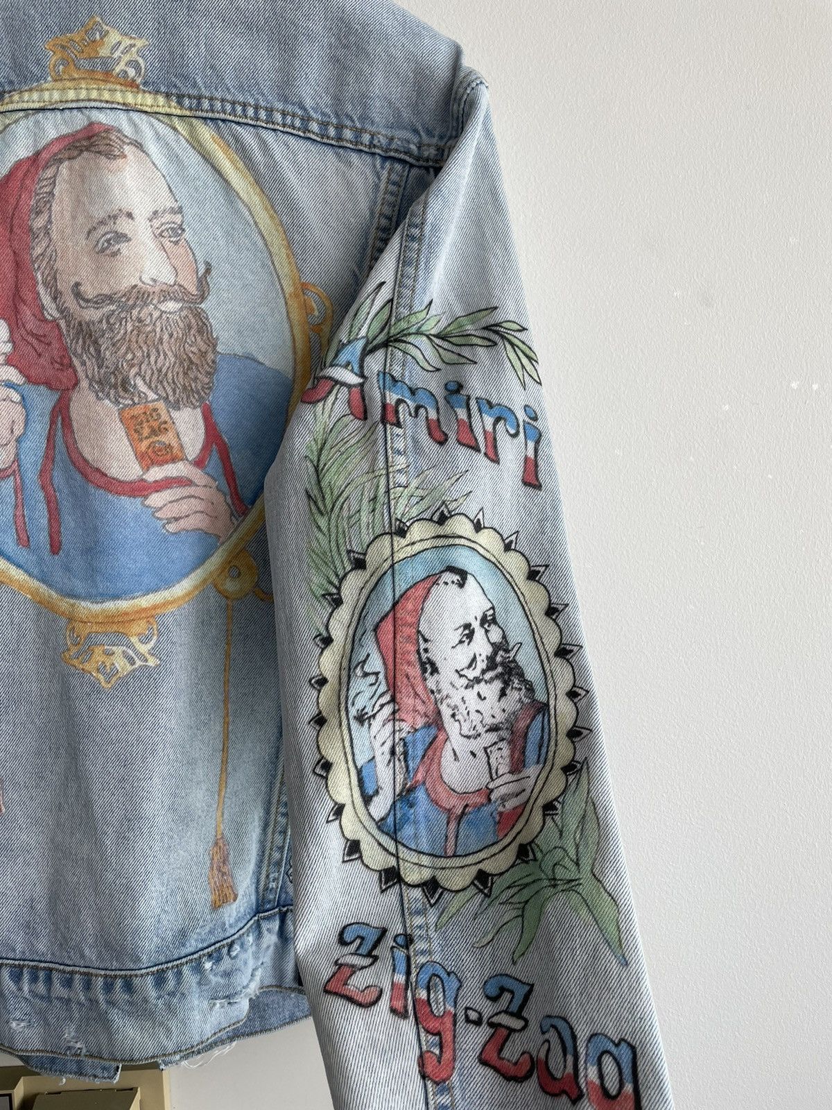 Amiri $1,900 Value Runway Limited Zig Zag Denim Trucker Jacket Size US M / EU 48-50 / 2 - 21 Thumbnail