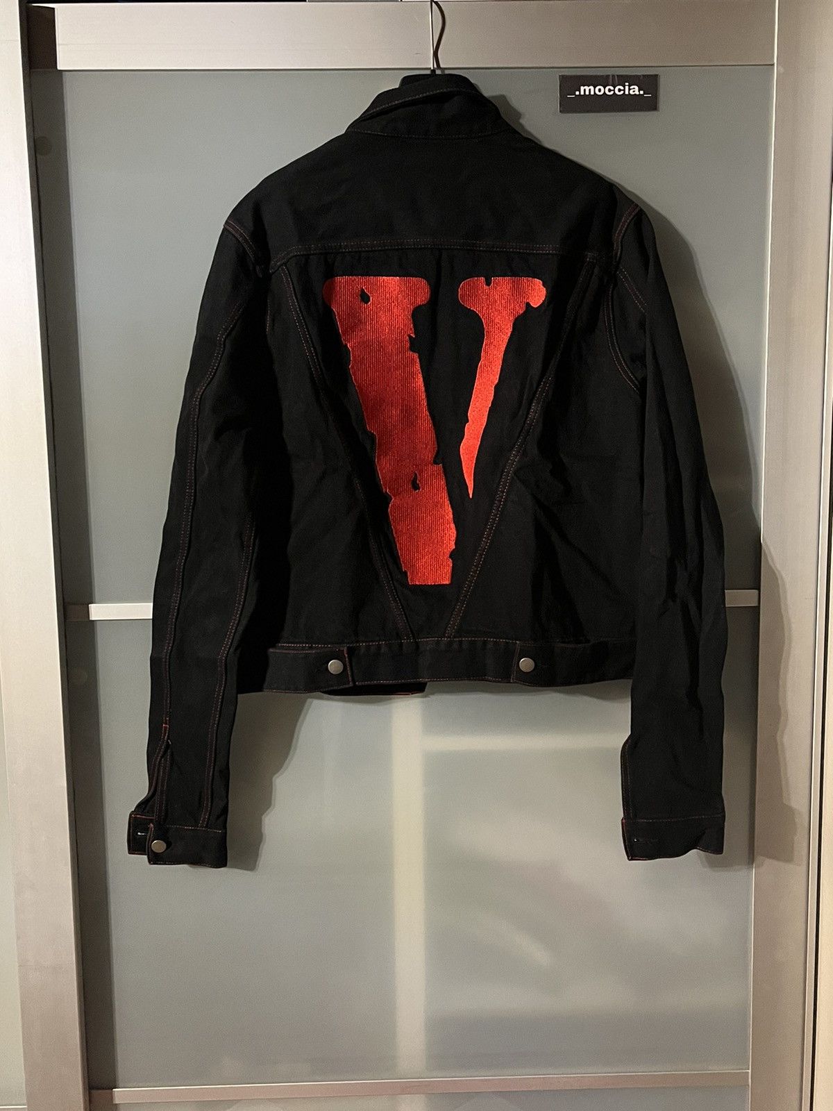 Vlone denim outlet jacket red