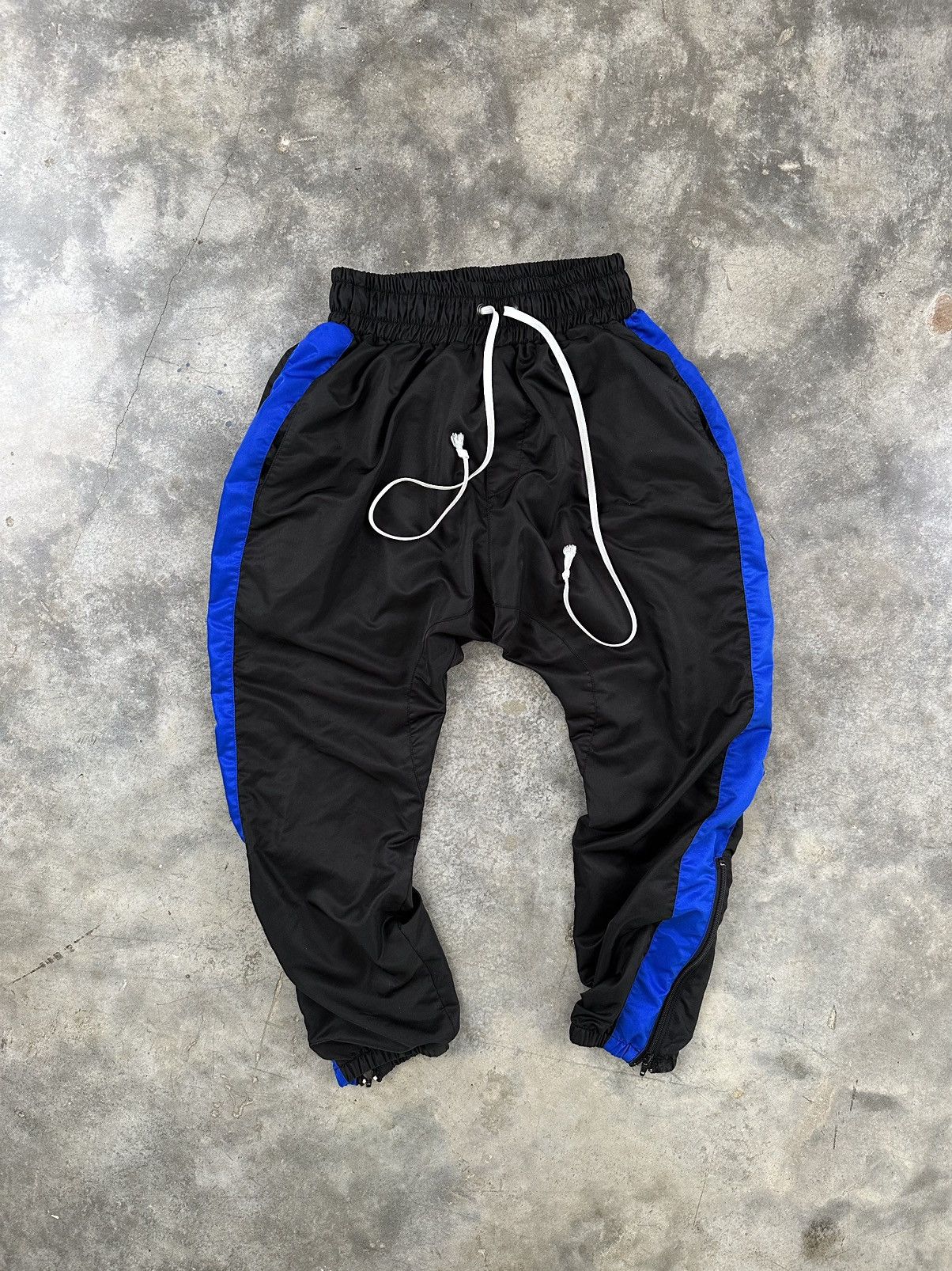 Daniel Patrick Black + Blue Nylon Track Pants Sz. XS Royal