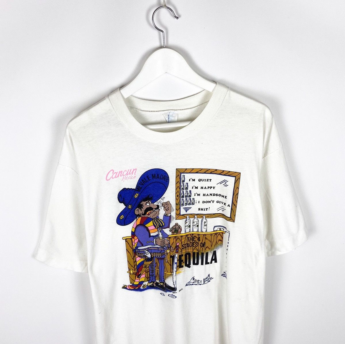 Vintage Vintage 90s Cancun Mexico Tequila Happy Humor single tee Size US XL / EU 56 / 4 - 2 Thumbnail