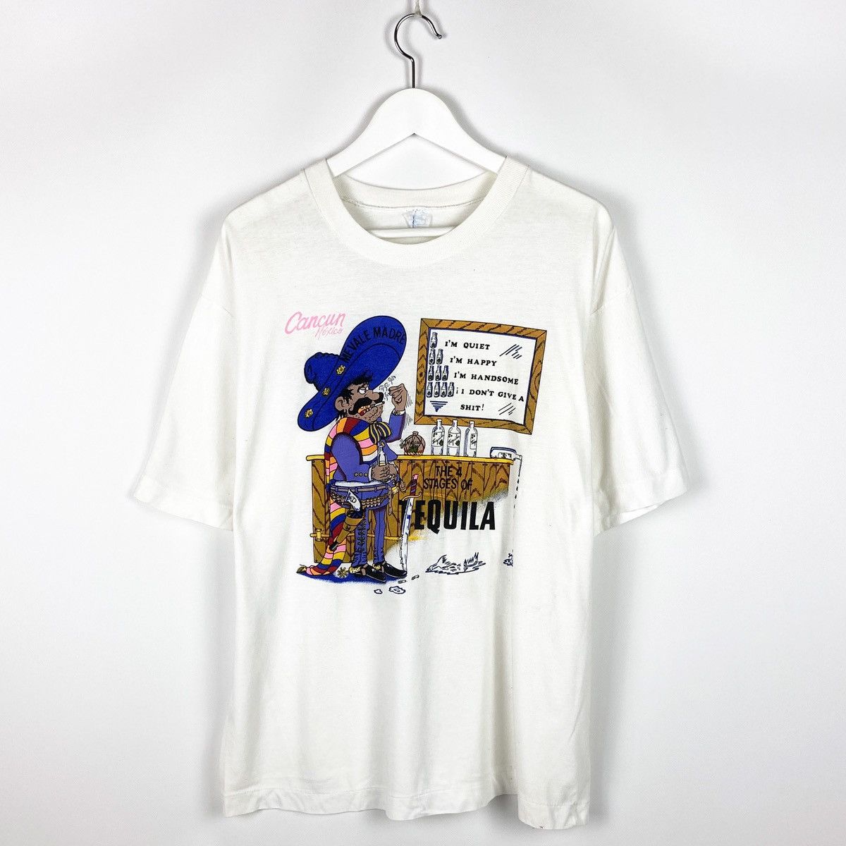 Vintage Vintage 90s Cancun Mexico Tequila Happy Humor single tee Size US XL / EU 56 / 4 - 1 Thumbnail