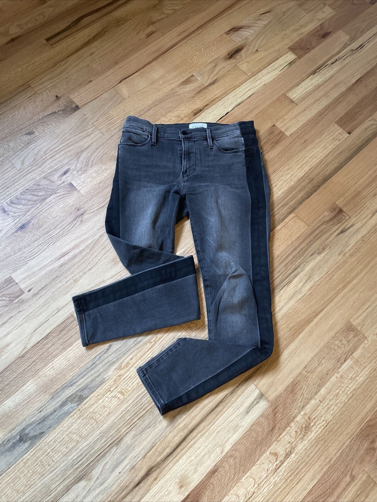 Frame Le High Skinny Jeans Flash Back Gray with black stripes Size 25" / US 0 / IT 36 - 5 Thumbnail