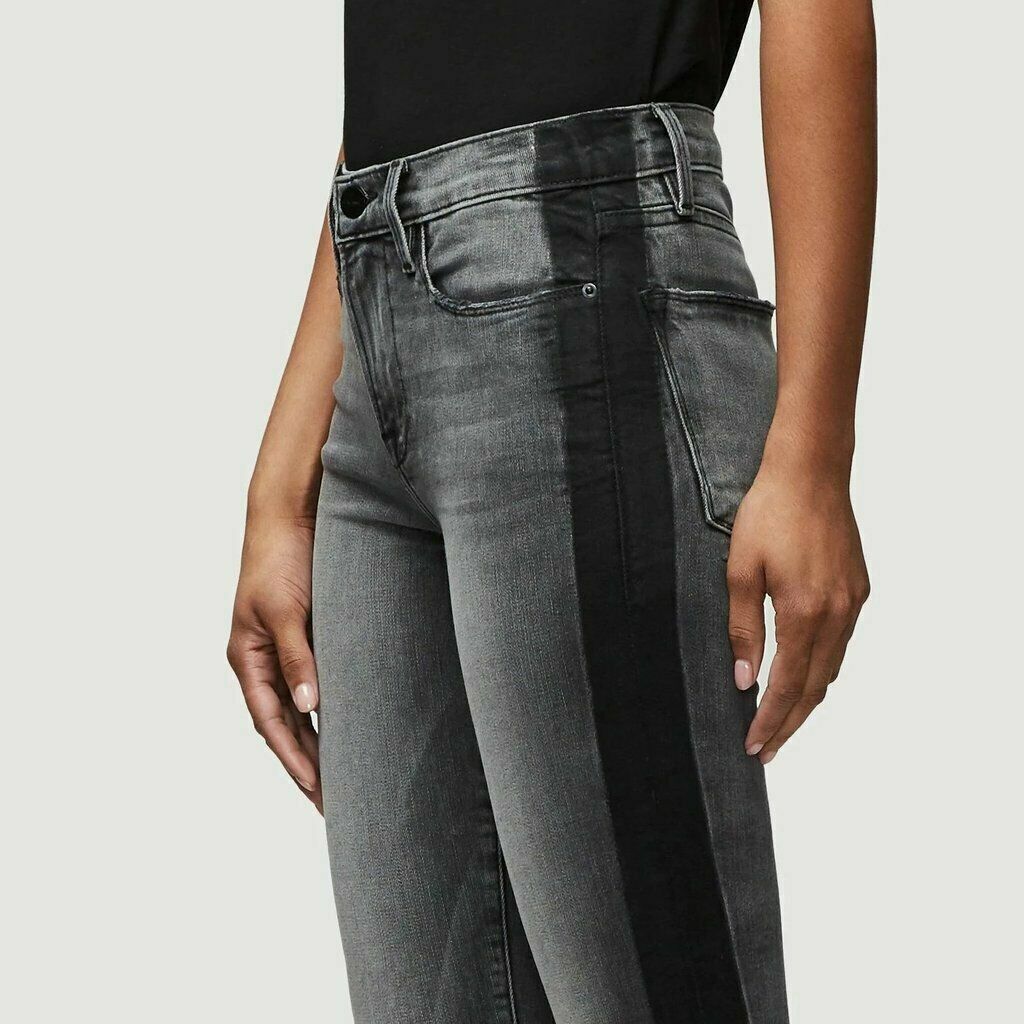 Frame Le High Skinny Jeans Flash Back Gray with black stripes Size 25" / US 0 / IT 36 - 2 Thumbnail
