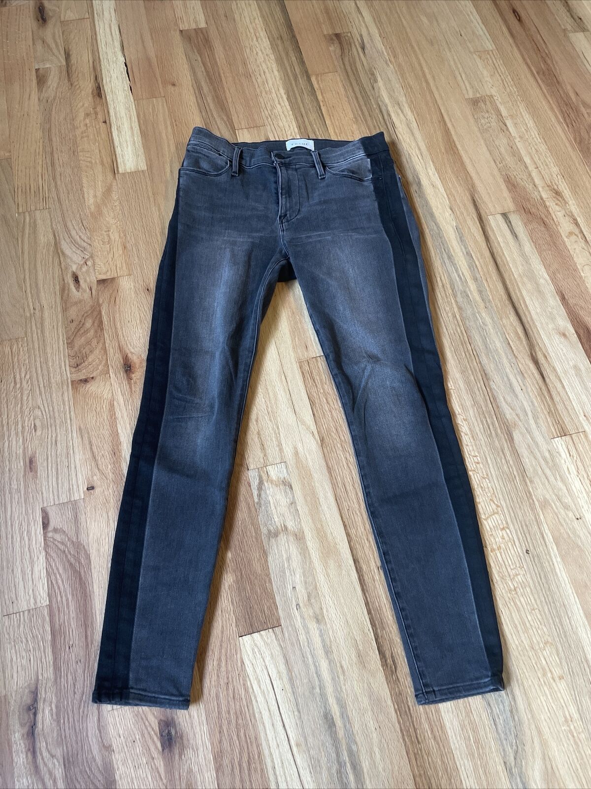 Frame Le High Skinny Jeans Flash Back Gray with black stripes Size 25" / US 0 / IT 36 - 3 Thumbnail