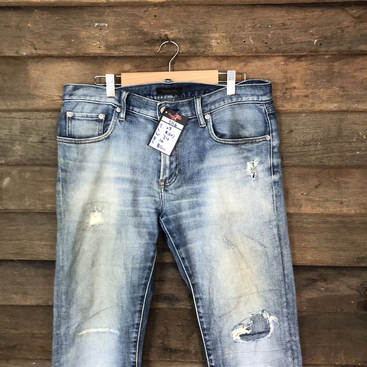 Japanese Brand Uniqlo Jeans distressed vintage Blue Denim Pants #5116 Size US 34 / EU 50 - 2 Thumbnail