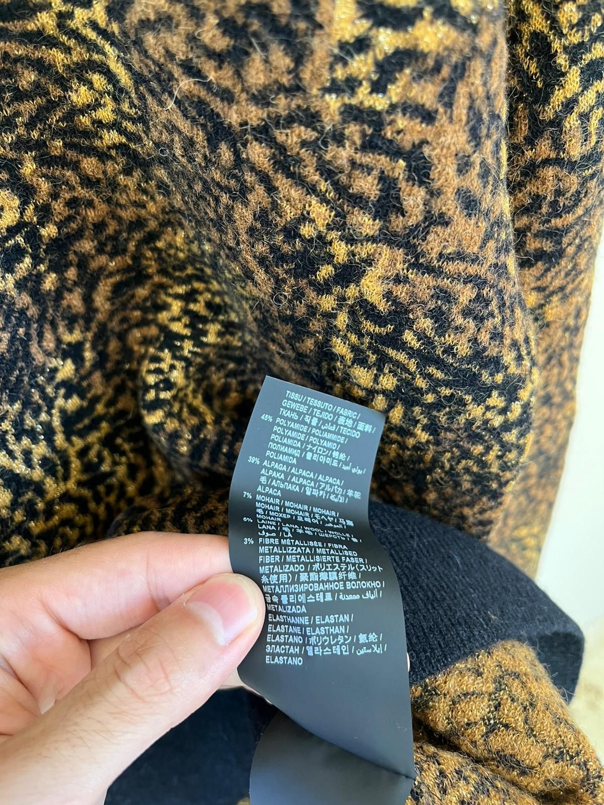 Saint Laurent Paris Micro Leopard Jacquard Knitwear in Multicolor Size US M / EU 48-50 / 2 - 13 Thumbnail