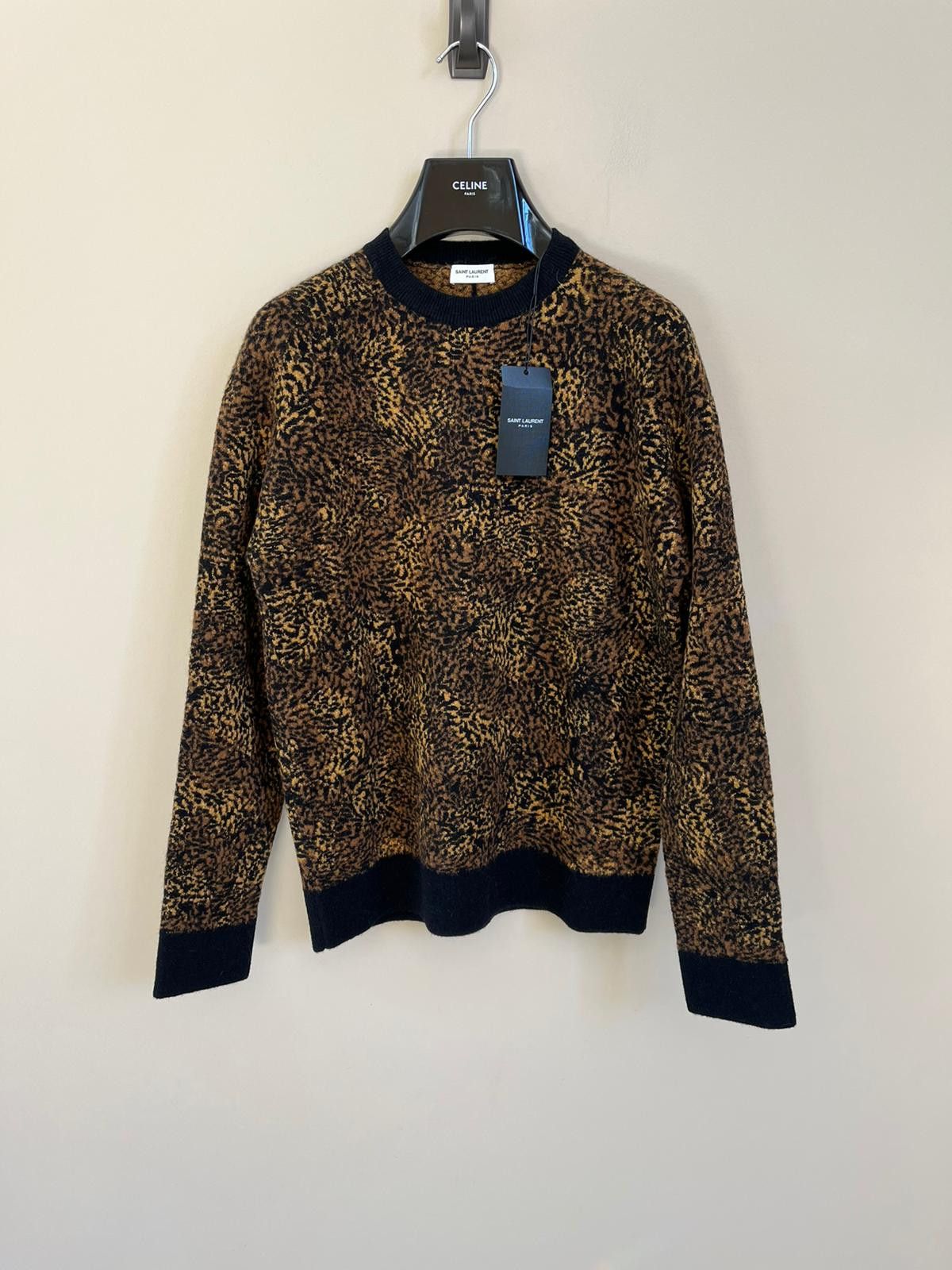 Saint Laurent Paris Micro Leopard Jacquard Knitwear in Multicolor Size US M / EU 48-50 / 2 - 1 Thumbnail