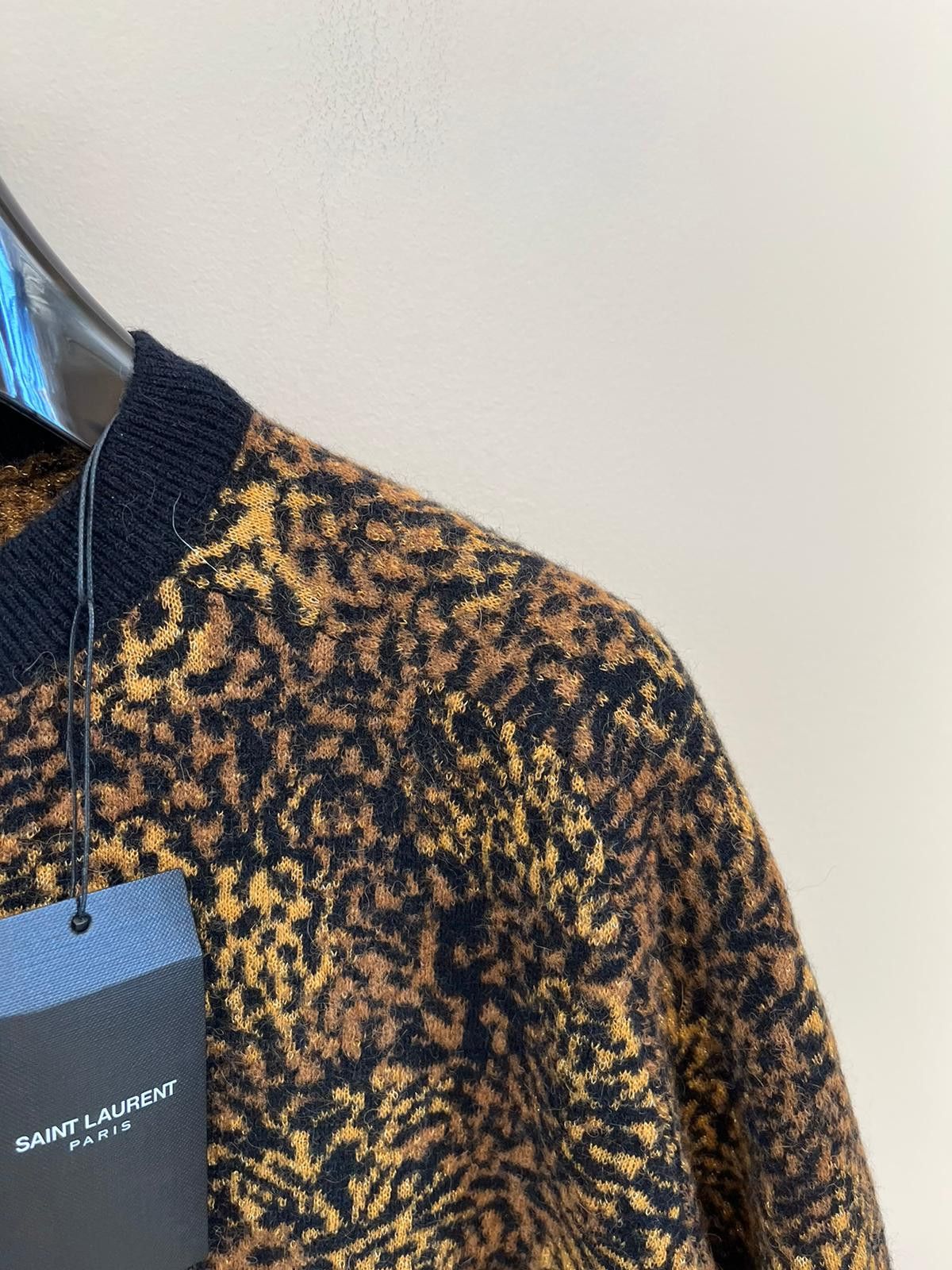 Saint Laurent Paris Micro Leopard Jacquard Knitwear in Multicolor Size US M / EU 48-50 / 2 - 4 Thumbnail