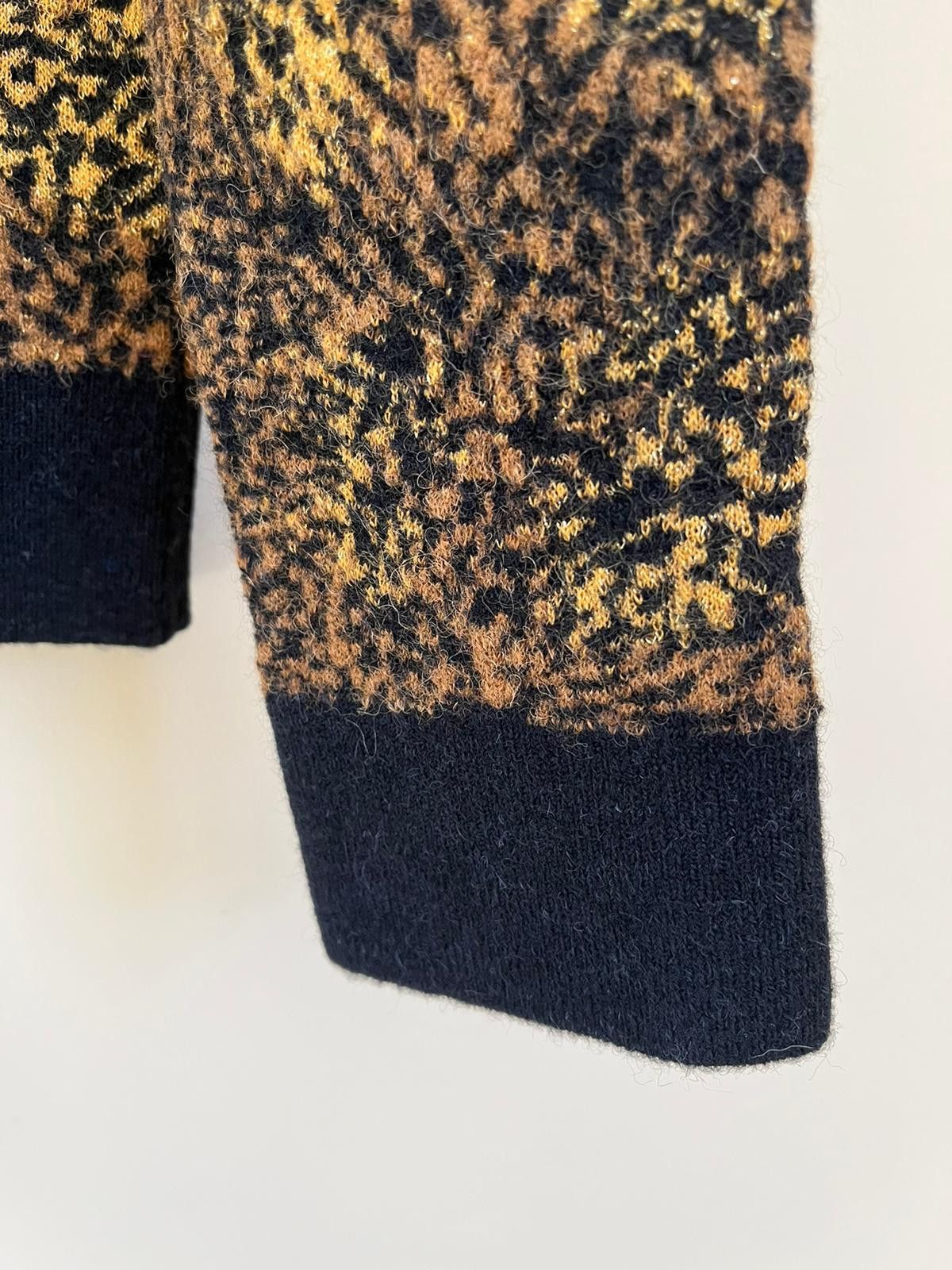 Saint Laurent Paris Micro Leopard Jacquard Knitwear in Multicolor Size US M / EU 48-50 / 2 - 5 Thumbnail