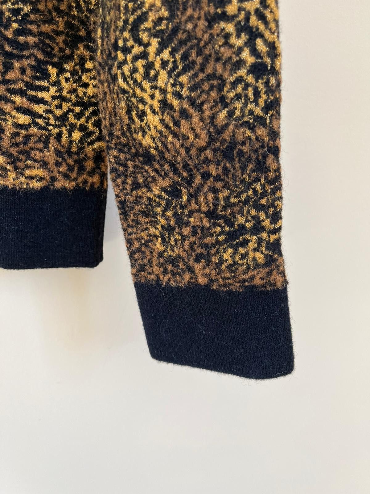 Saint Laurent Paris Micro Leopard Jacquard Knitwear in Multicolor Size US M / EU 48-50 / 2 - 2 Thumbnail