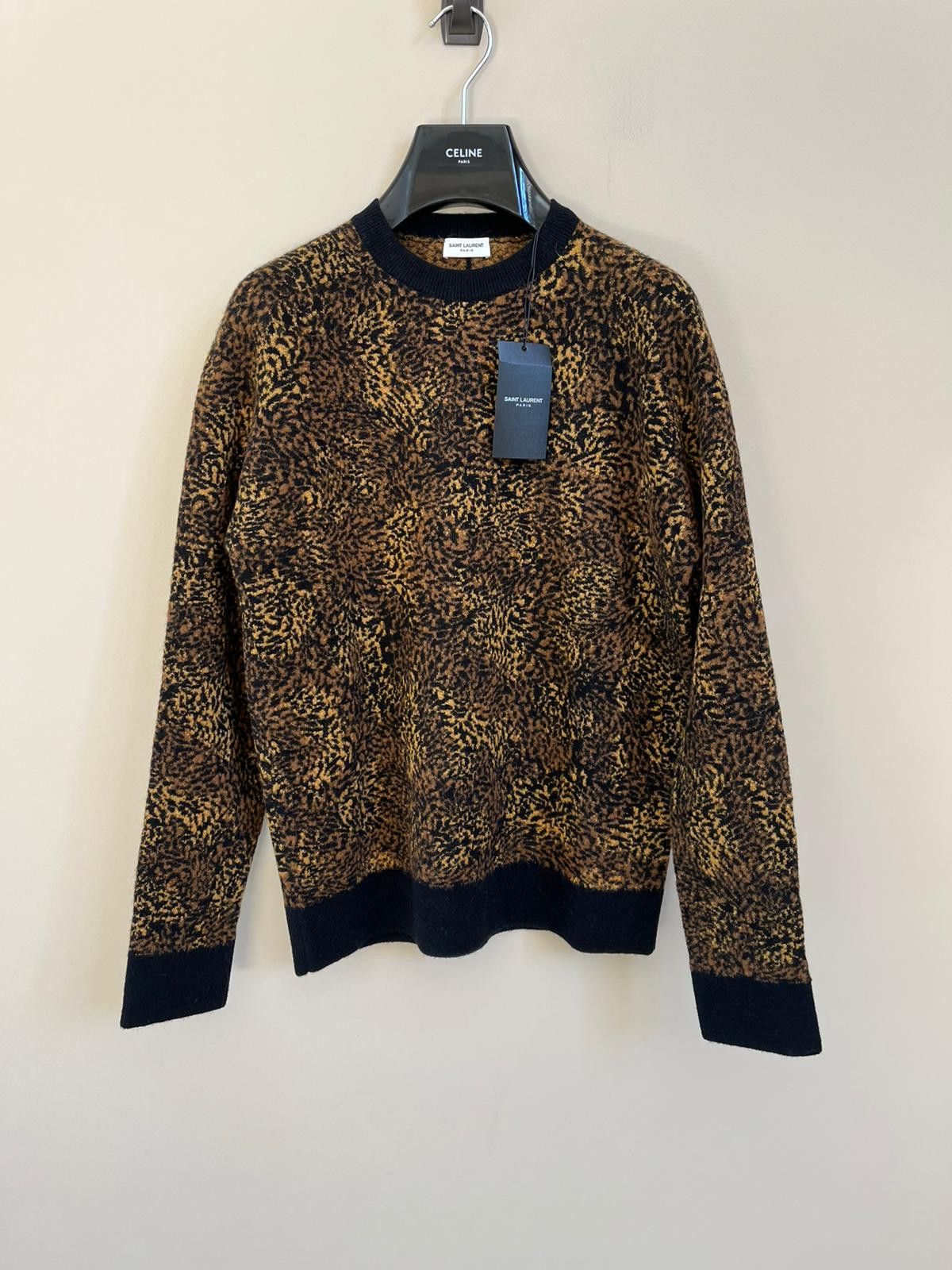Saint Laurent Paris Micro Leopard Jacquard Knitwear in Multicolor Size US M / EU 48-50 / 2 - 3 Thumbnail