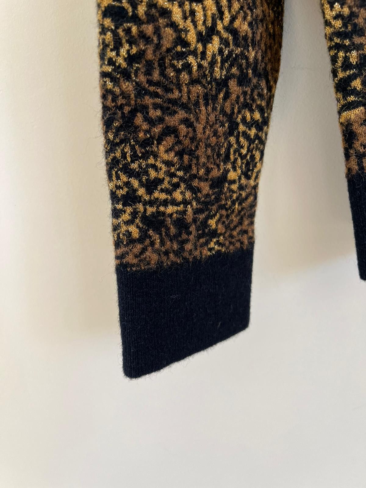 Saint Laurent Paris Micro Leopard Jacquard Knitwear in Multicolor Size US M / EU 48-50 / 2 - 9 Thumbnail