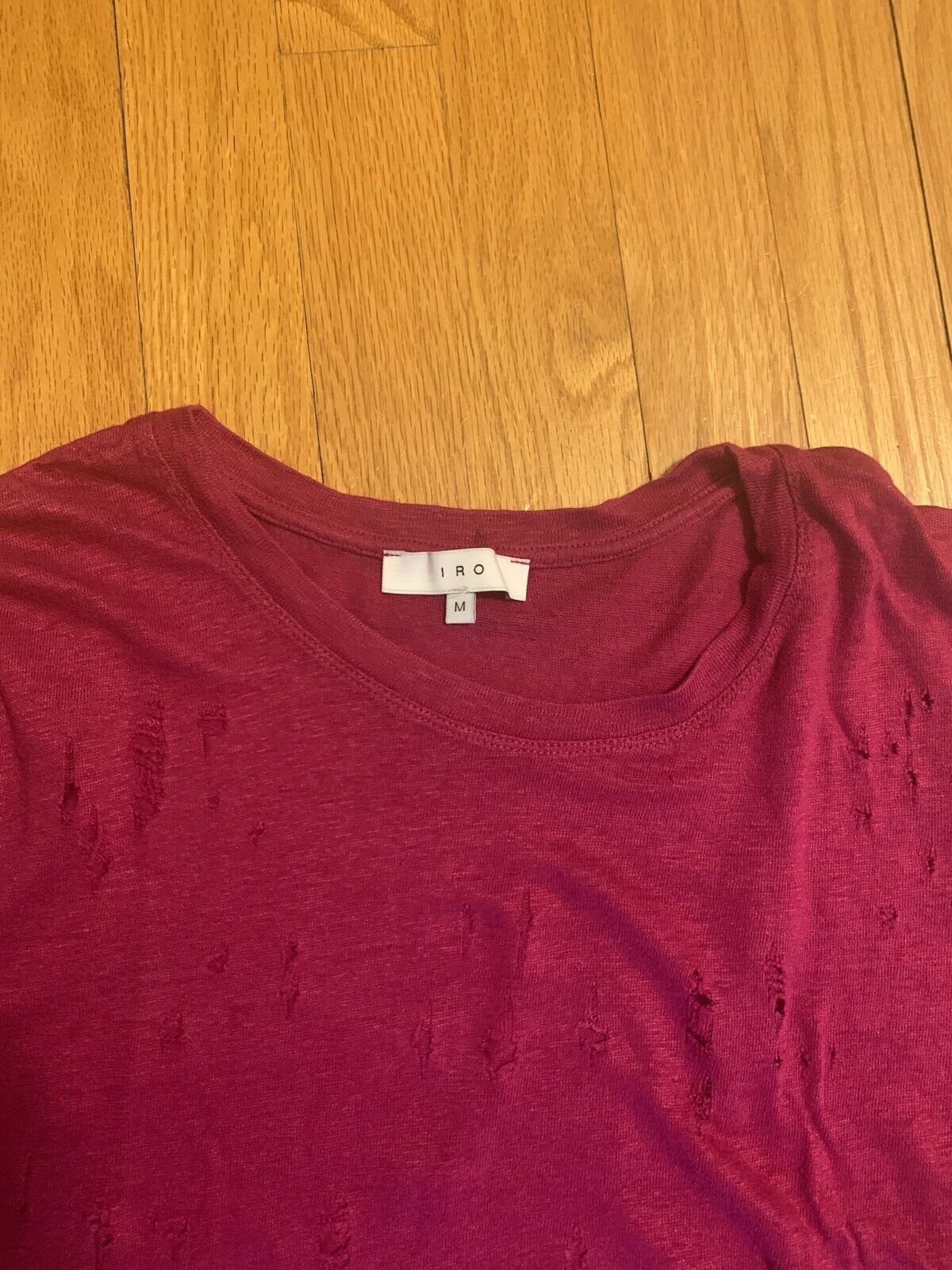 Iro IRO Red 'Clay' Punctured 100% Linen Tee Size M / US 6-8 / IT 42-44 - 2 Thumbnail