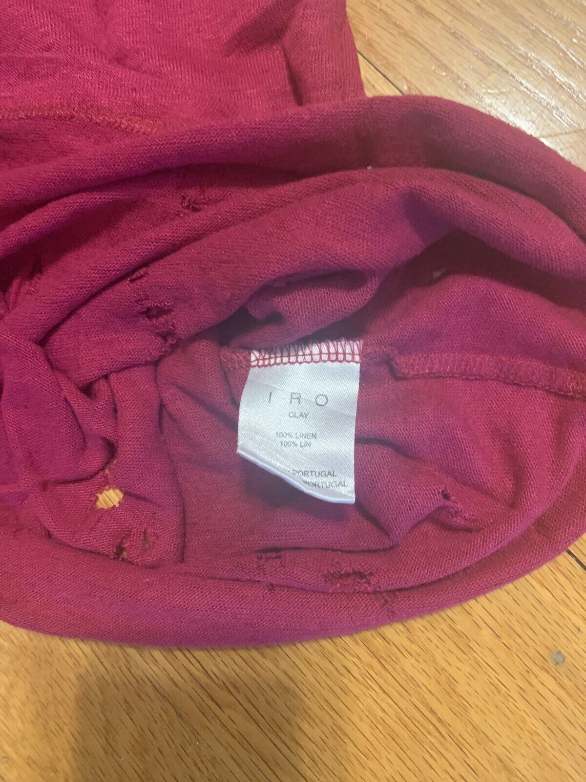 Iro IRO Red 'Clay' Punctured 100% Linen Tee Size M / US 6-8 / IT 42-44 - 3 Thumbnail