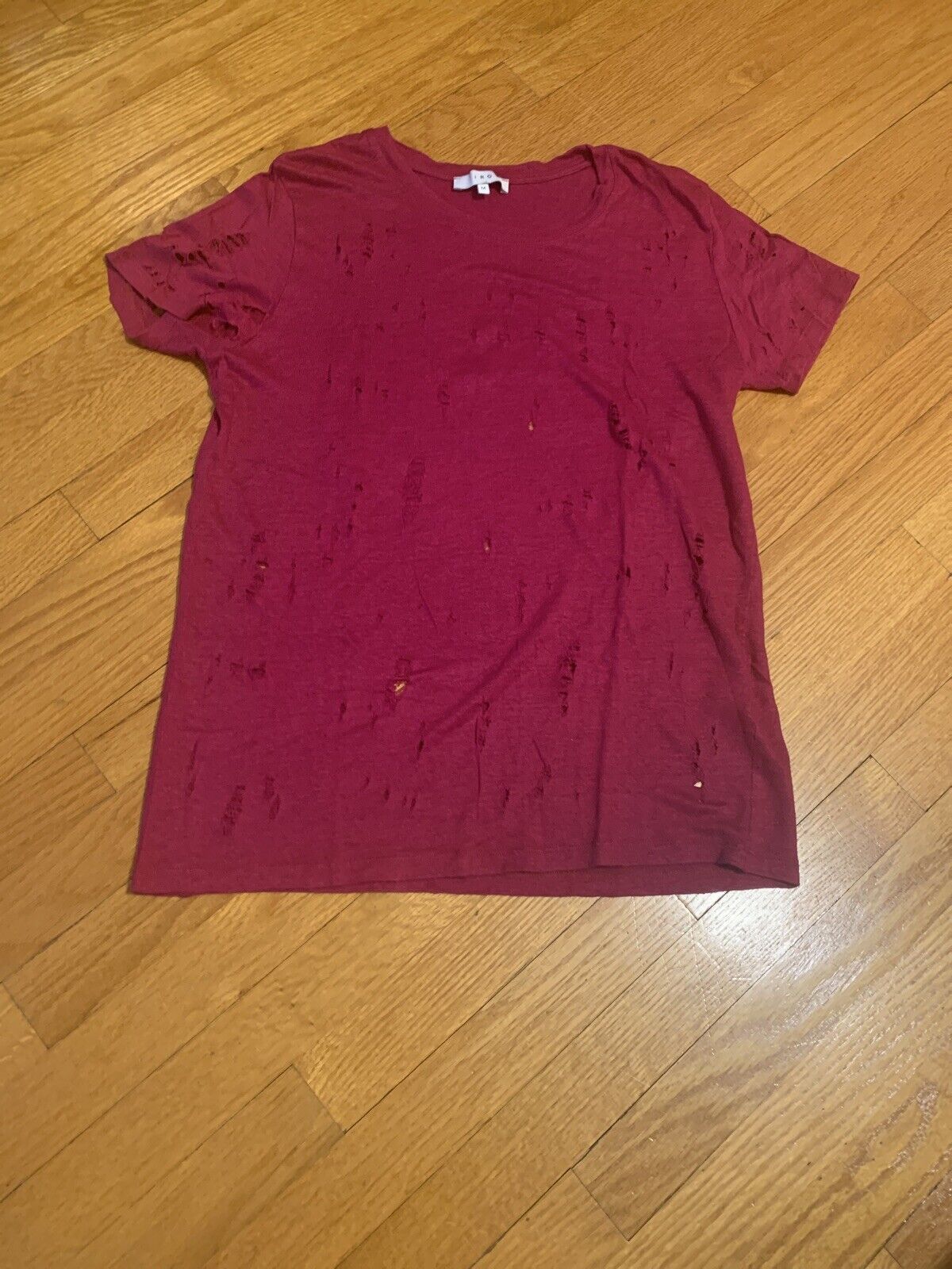 Iro IRO Red 'Clay' Punctured 100% Linen Tee Size M / US 6-8 / IT 42-44 - 1 Thumbnail