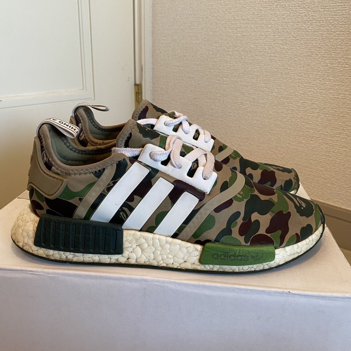 Bape x adidas nmd r1 green camo hotsell