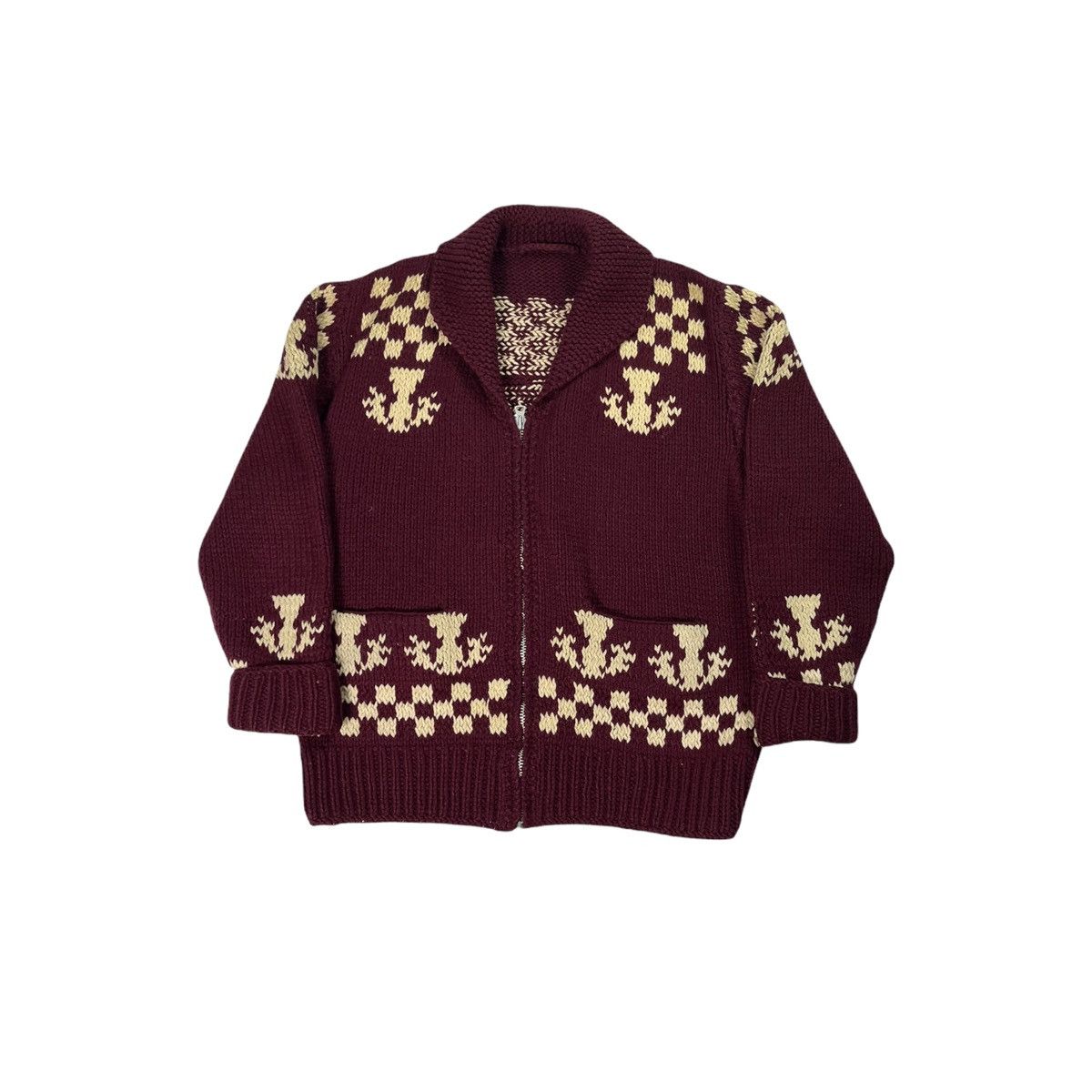 Vintage Vintage 60-70s Cowichan Knit Heavy Lightning Sweater | Grailed