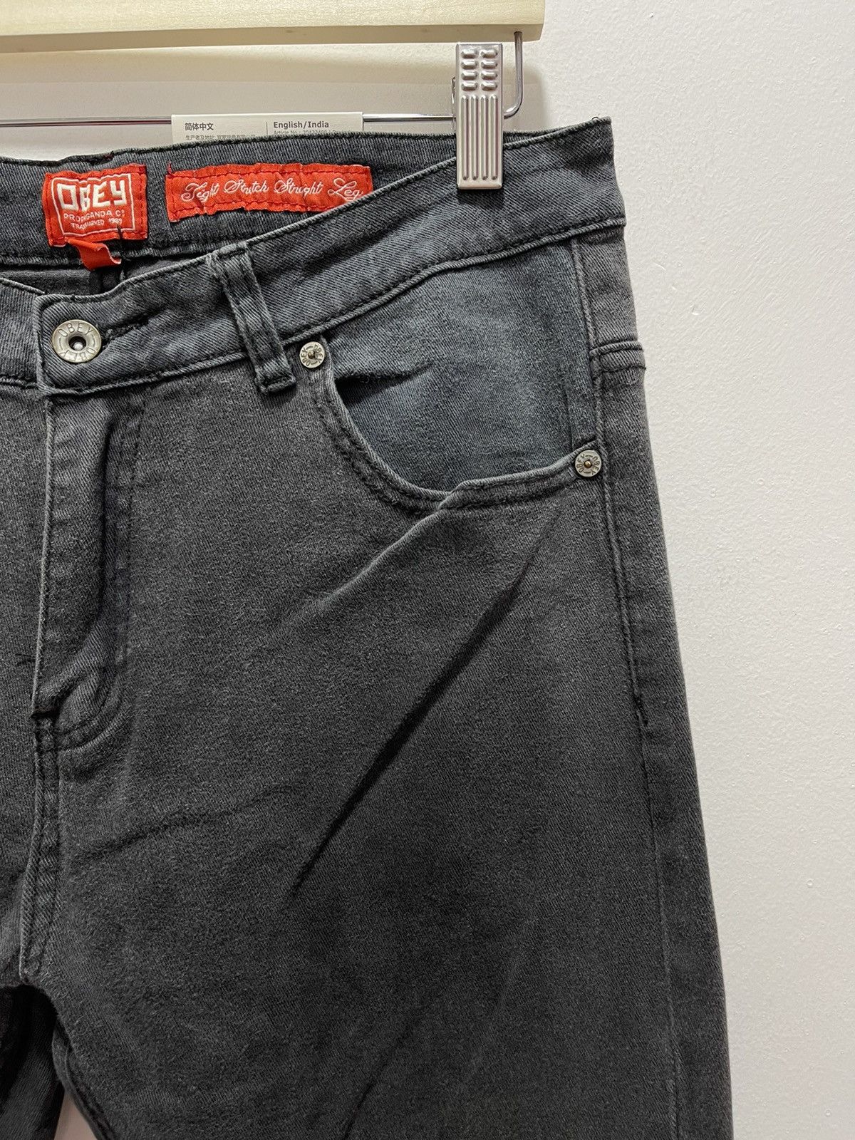 Obey × Vintage OBEY PROPAGANDA STRETCHABLE SKINNY STYLE DUSTRESSED DENIM Size US 31 - 2 Thumbnail