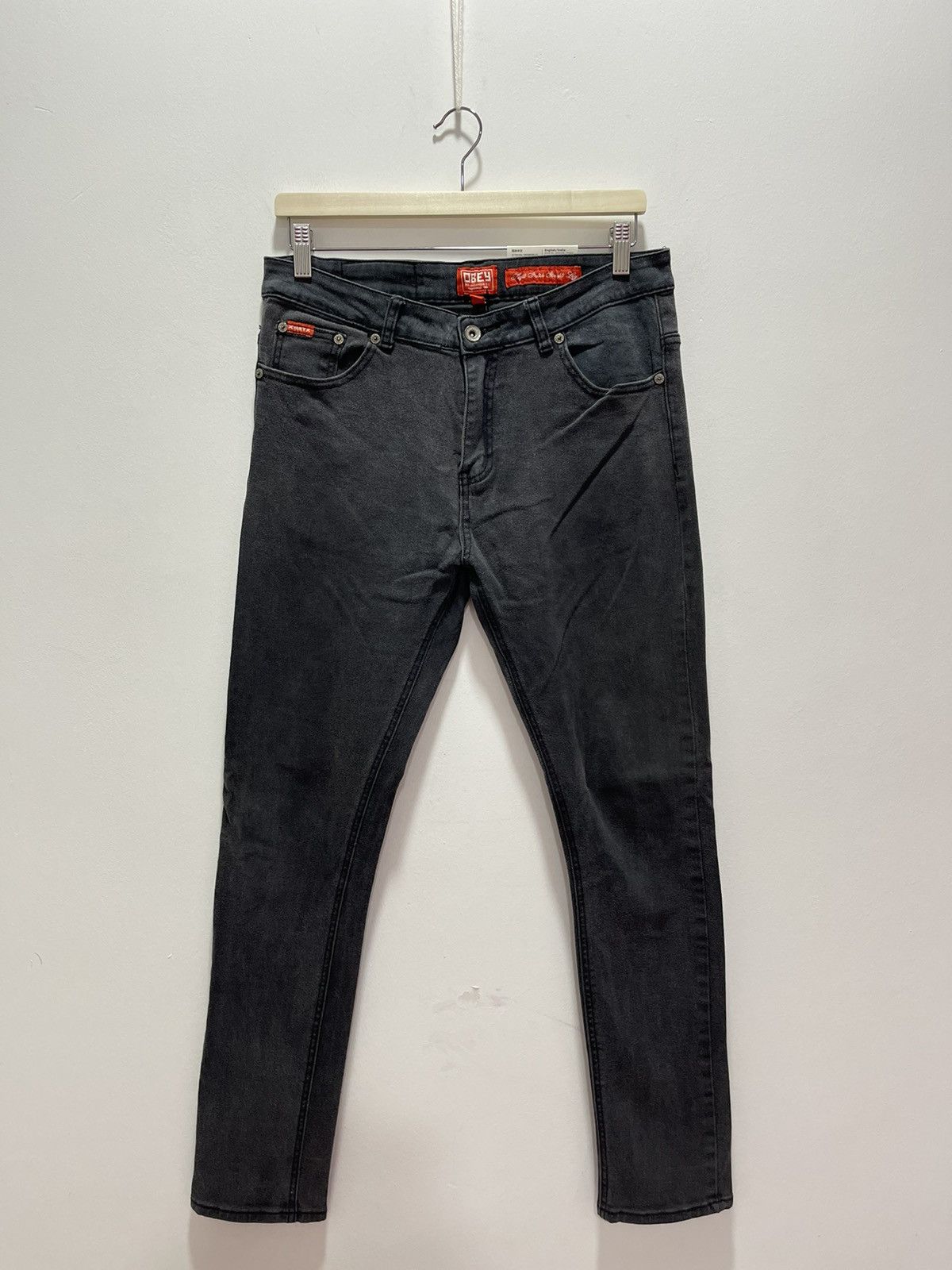 Obey × Vintage OBEY PROPAGANDA STRETCHABLE SKINNY STYLE DUSTRESSED DENIM Size US 31 - 1 Thumbnail
