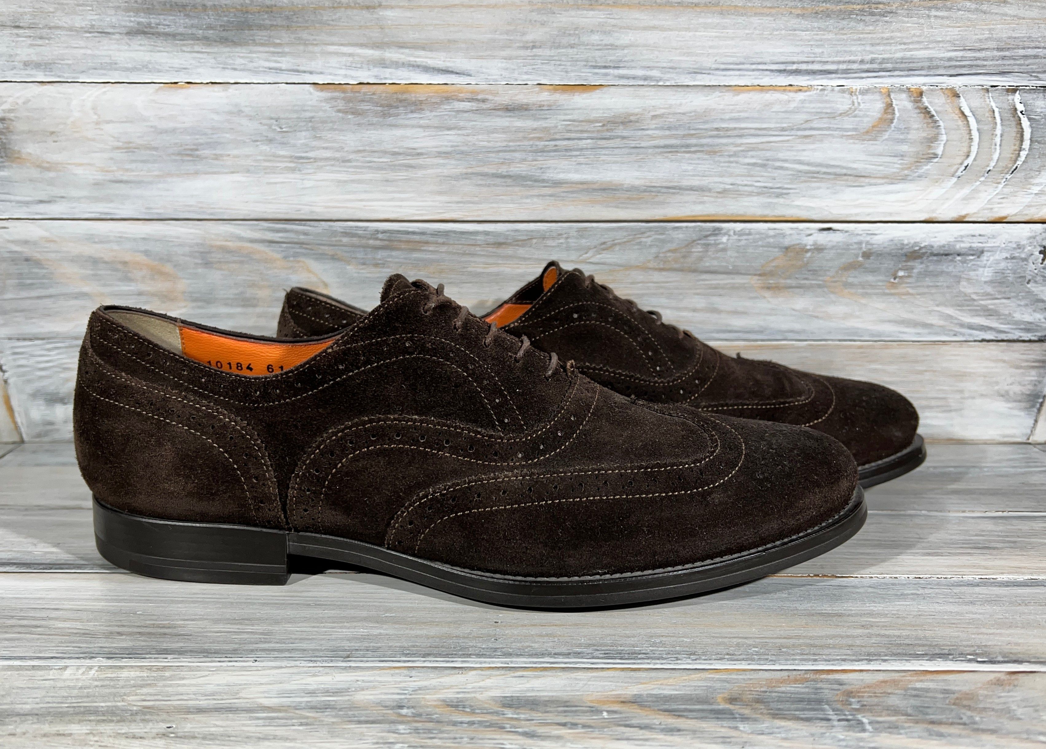 Santoni Santoni 10184 Men's Suede Brogue Shoes Made In Italy Luxury Size US 8.5 / EU 41-42 - 14 Thumbnail