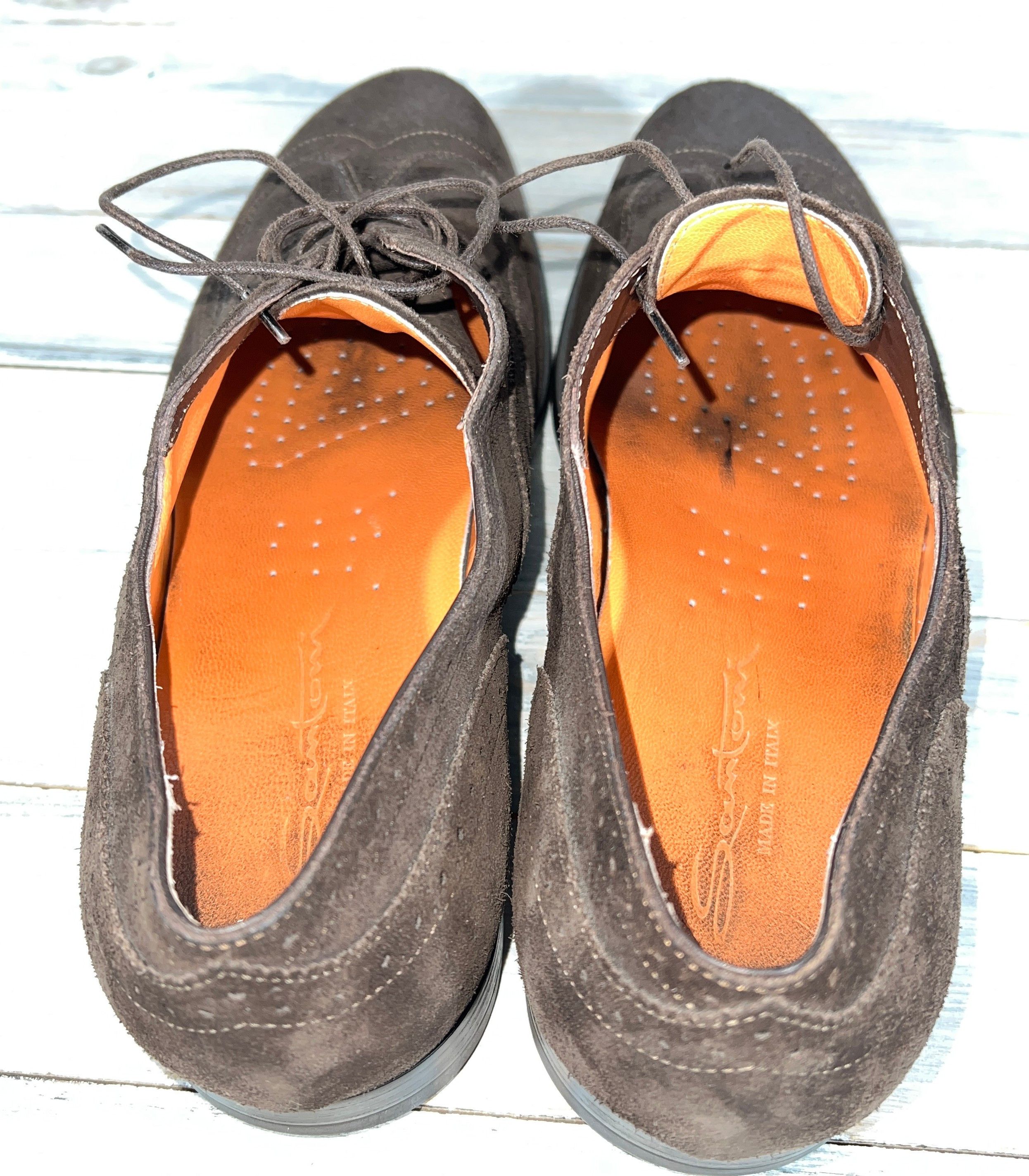 Santoni Santoni 10184 Men's Suede Brogue Shoes Made In Italy Luxury Size US 8.5 / EU 41-42 - 11 Thumbnail
