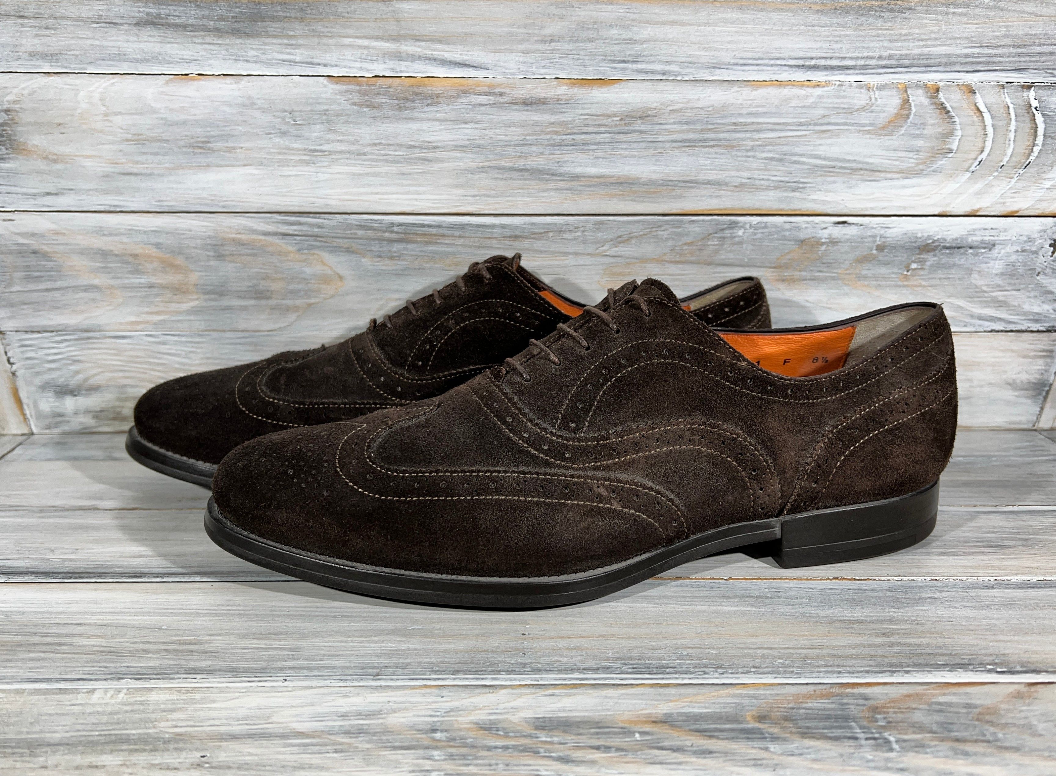 Santoni Santoni 10184 Men's Suede Brogue Shoes Made In Italy Luxury Size US 8.5 / EU 41-42 - 5 Thumbnail