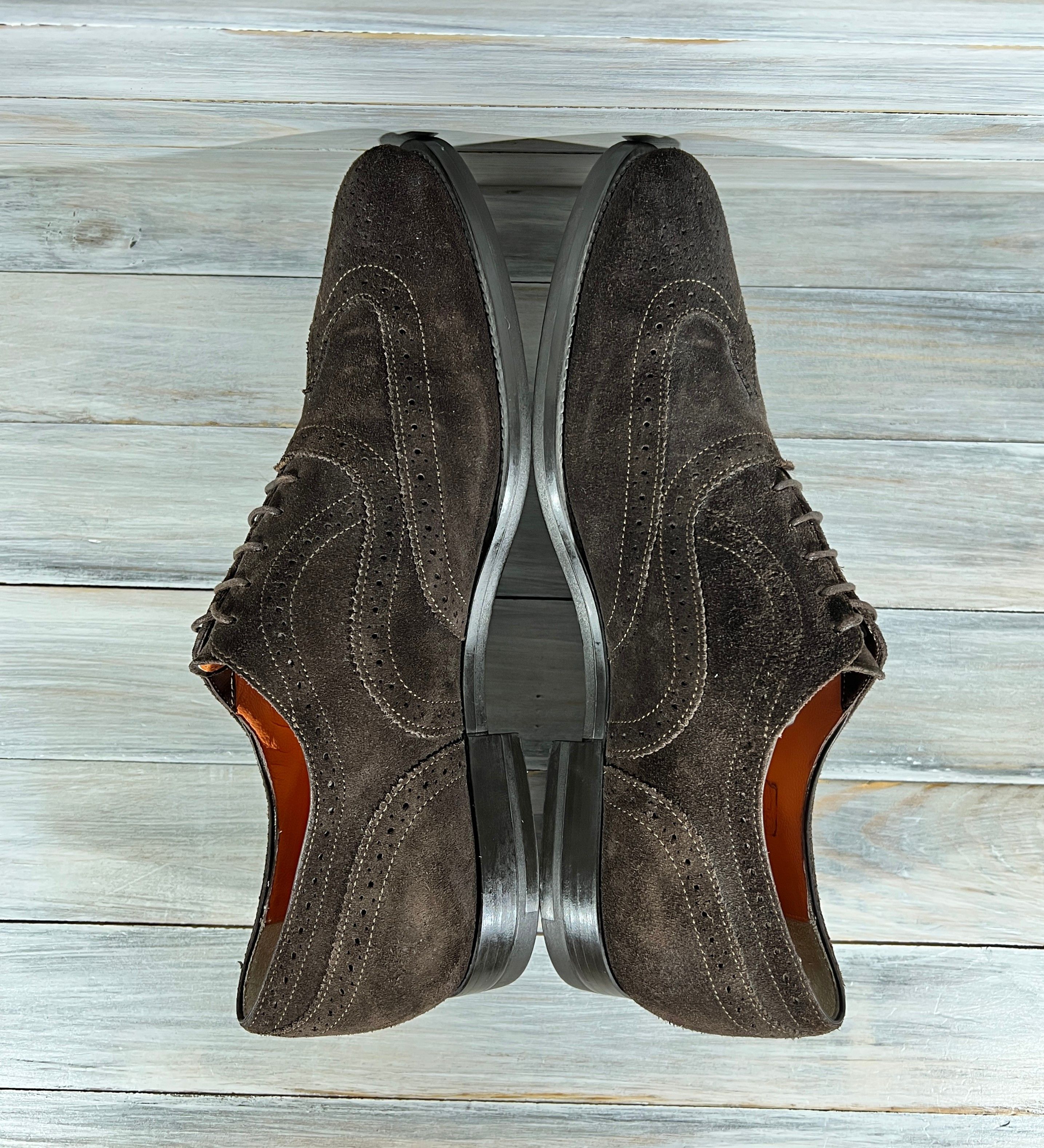 Santoni Santoni 10184 Men's Suede Brogue Shoes Made In Italy Luxury Size US 8.5 / EU 41-42 - 20 Thumbnail