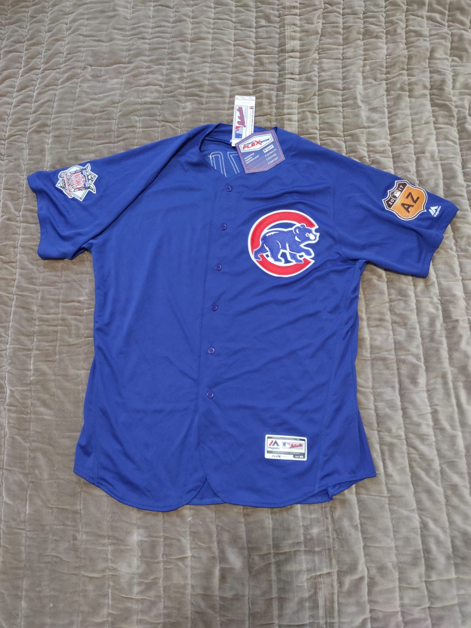 Men's Majestic Chicago Cubs #44 Anthony Rizzo Authentic Grey 1990