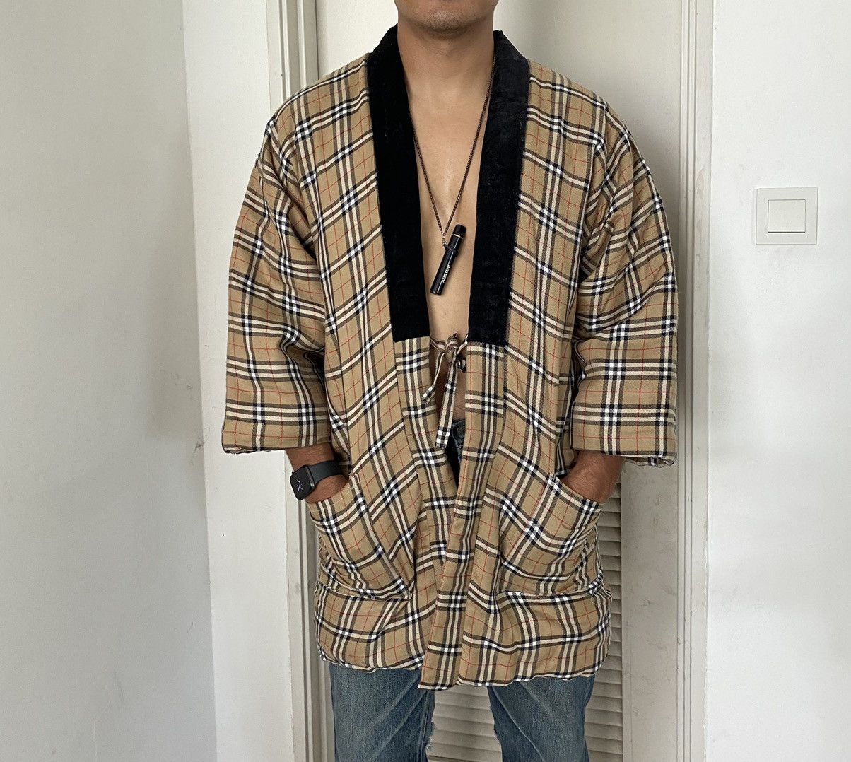 Burberry × Japanese Brand × Vintage 🇯🇵Japan kimono Hanten Burberry style nice designer Size US XL / EU 56 / 4 - 1 Thumbnail