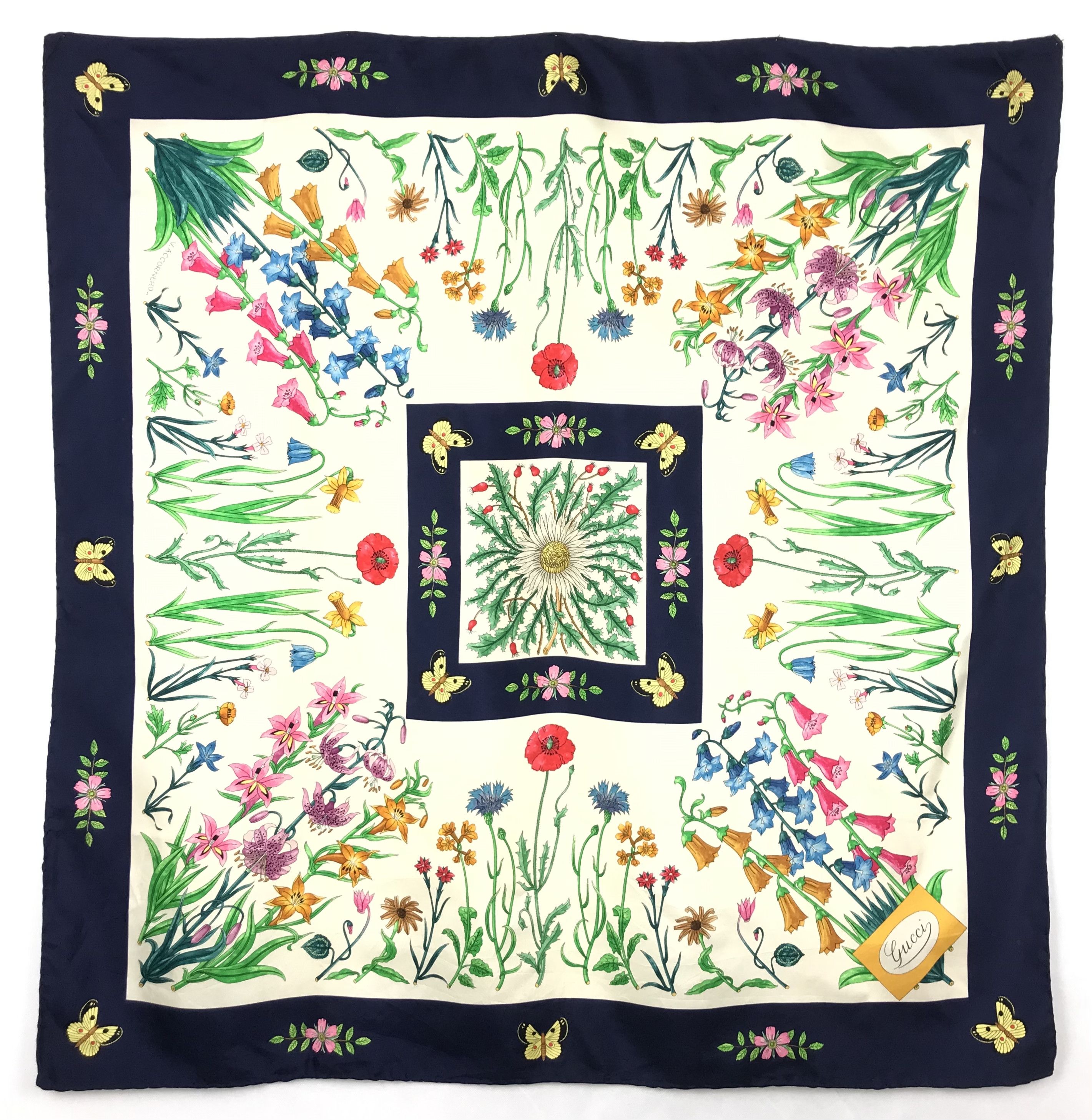 GC808 Vintage Gucci Silkscarf Designer Abstract Flora Flower