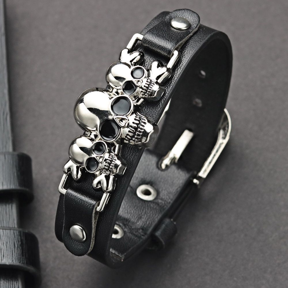 Jewelry Rock Leather Belt Buckle Bracelets Size ONE SIZE - 2 Thumbnail