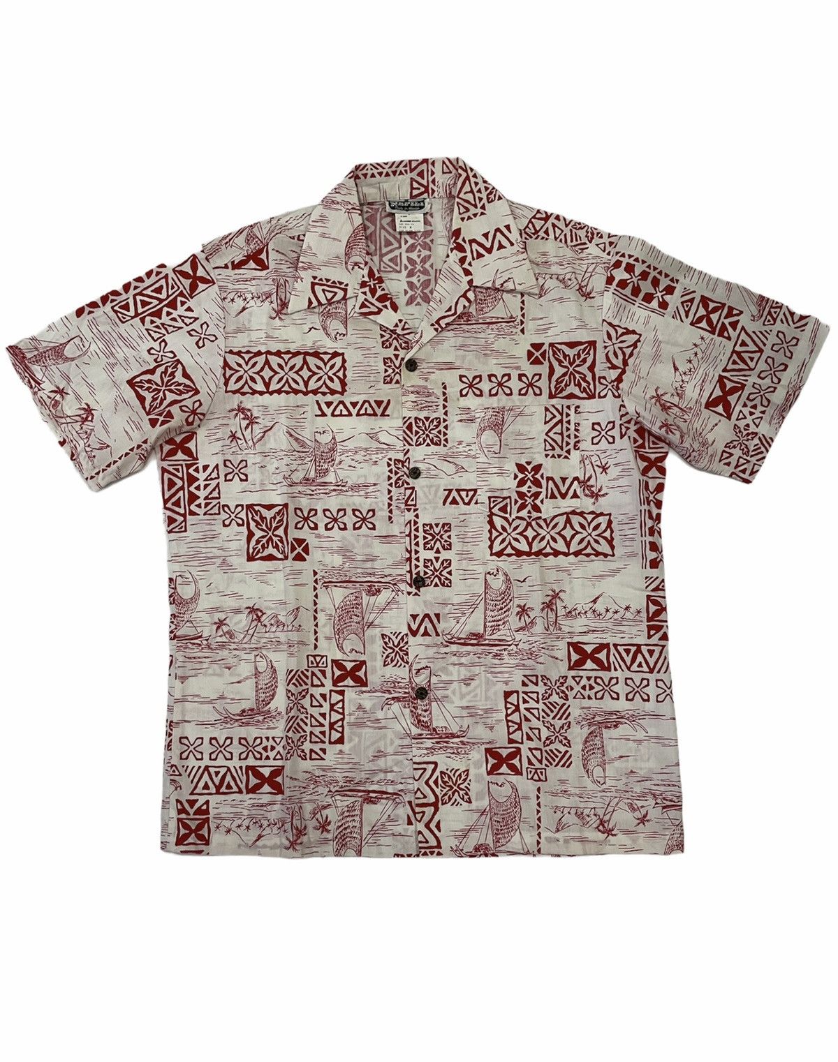 Vintage Hawaiian Shirt All over Printed yacht 70’s Patina