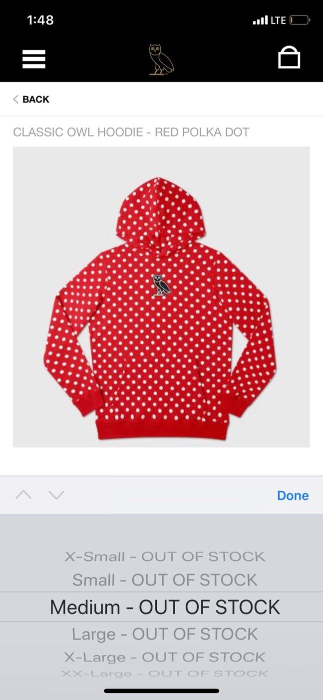 OVO Red Polka Dot Classic Owl Hoodie Comme Des Garçons