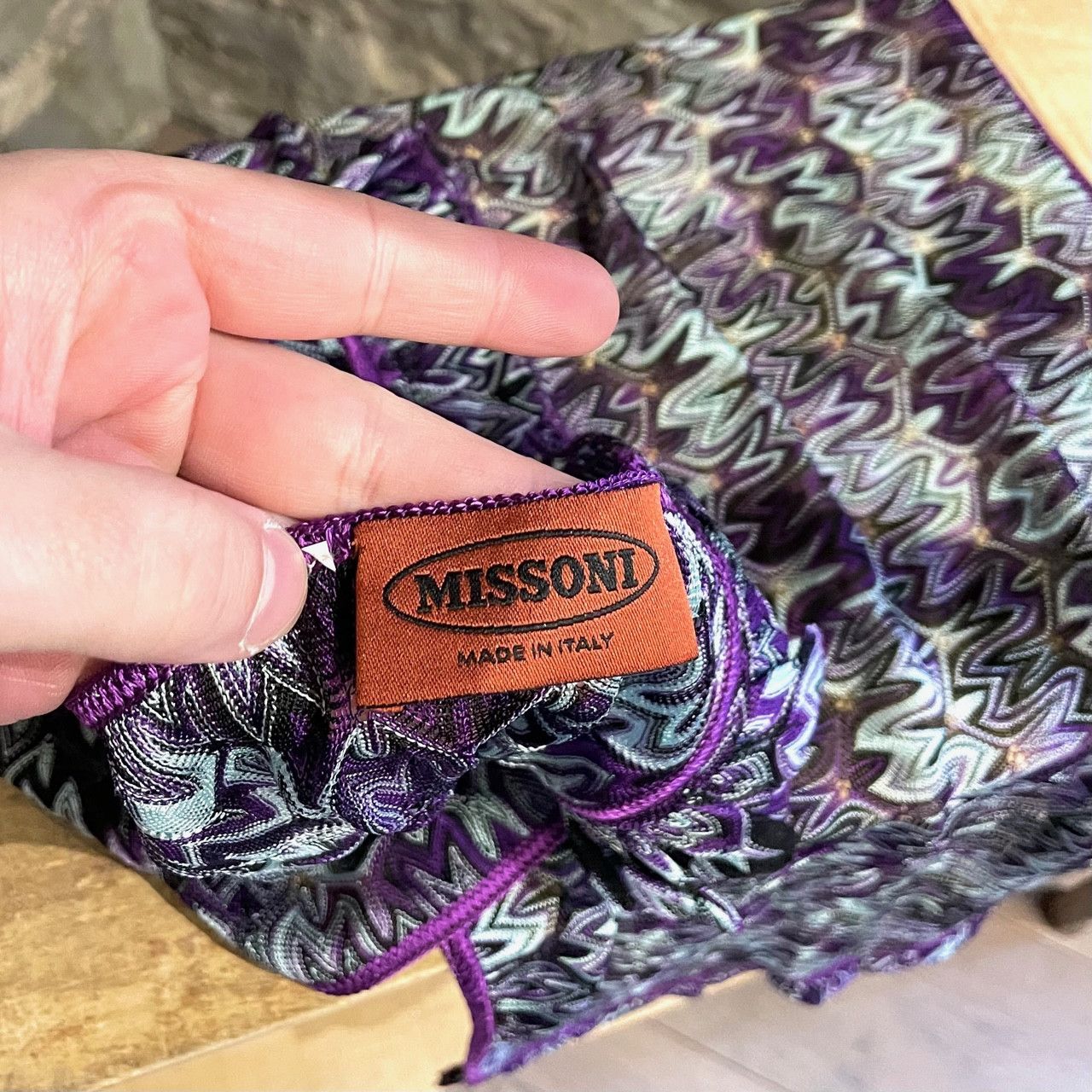 Missoni Missoni Deep Purple Turquoise Pattern Ruffle Scarf Size ONE SIZE - 4 Thumbnail