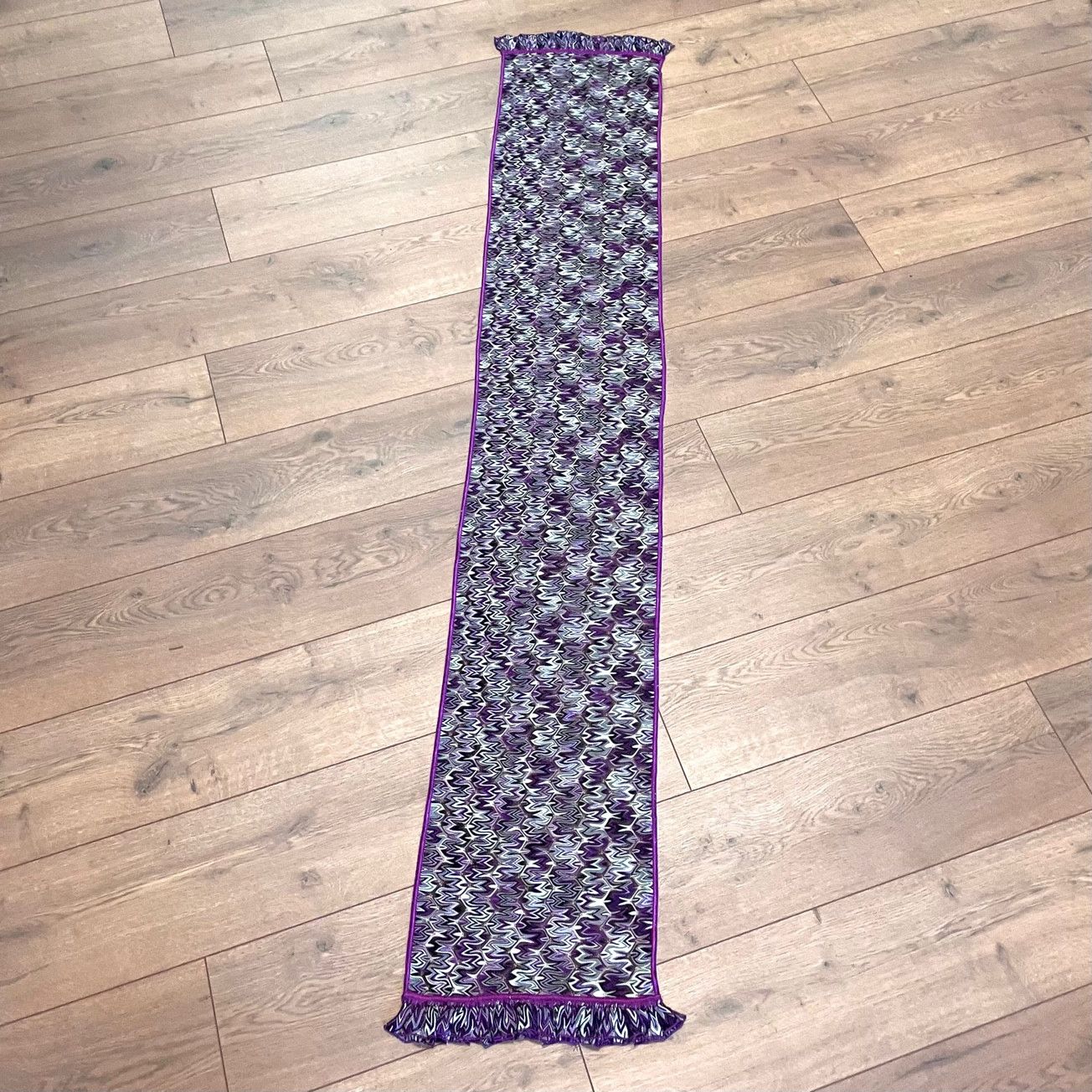 Missoni Missoni Deep Purple Turquoise Pattern Ruffle Scarf Size ONE SIZE - 5 Thumbnail