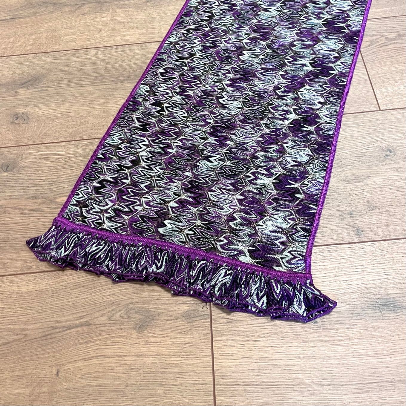 Missoni Missoni Deep Purple Turquoise Pattern Ruffle Scarf Size ONE SIZE - 6 Thumbnail