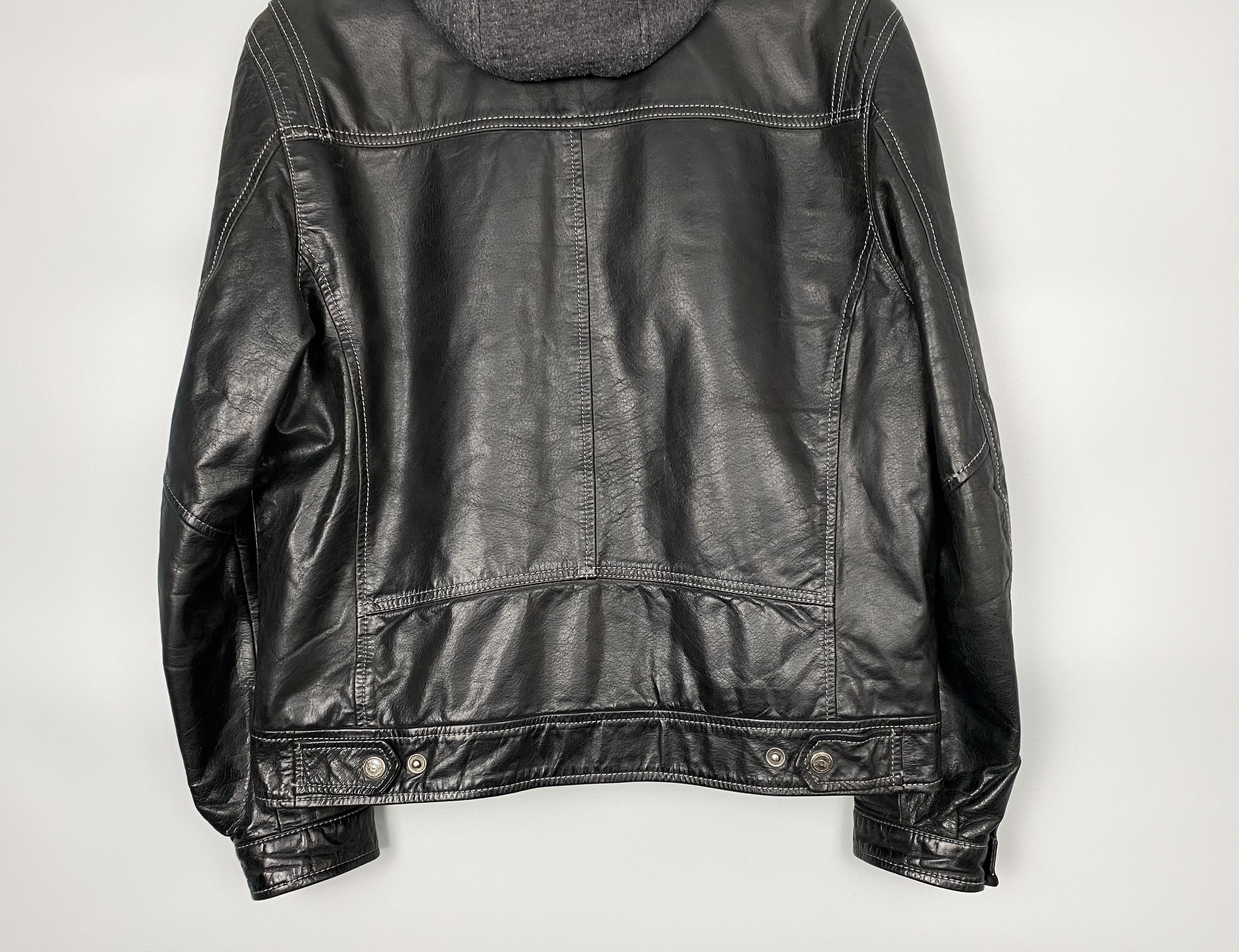 Vintage CHEVIREX Vintage Hooded Leather Jacket Size US M / EU 48-50 / 2 - 9 Thumbnail