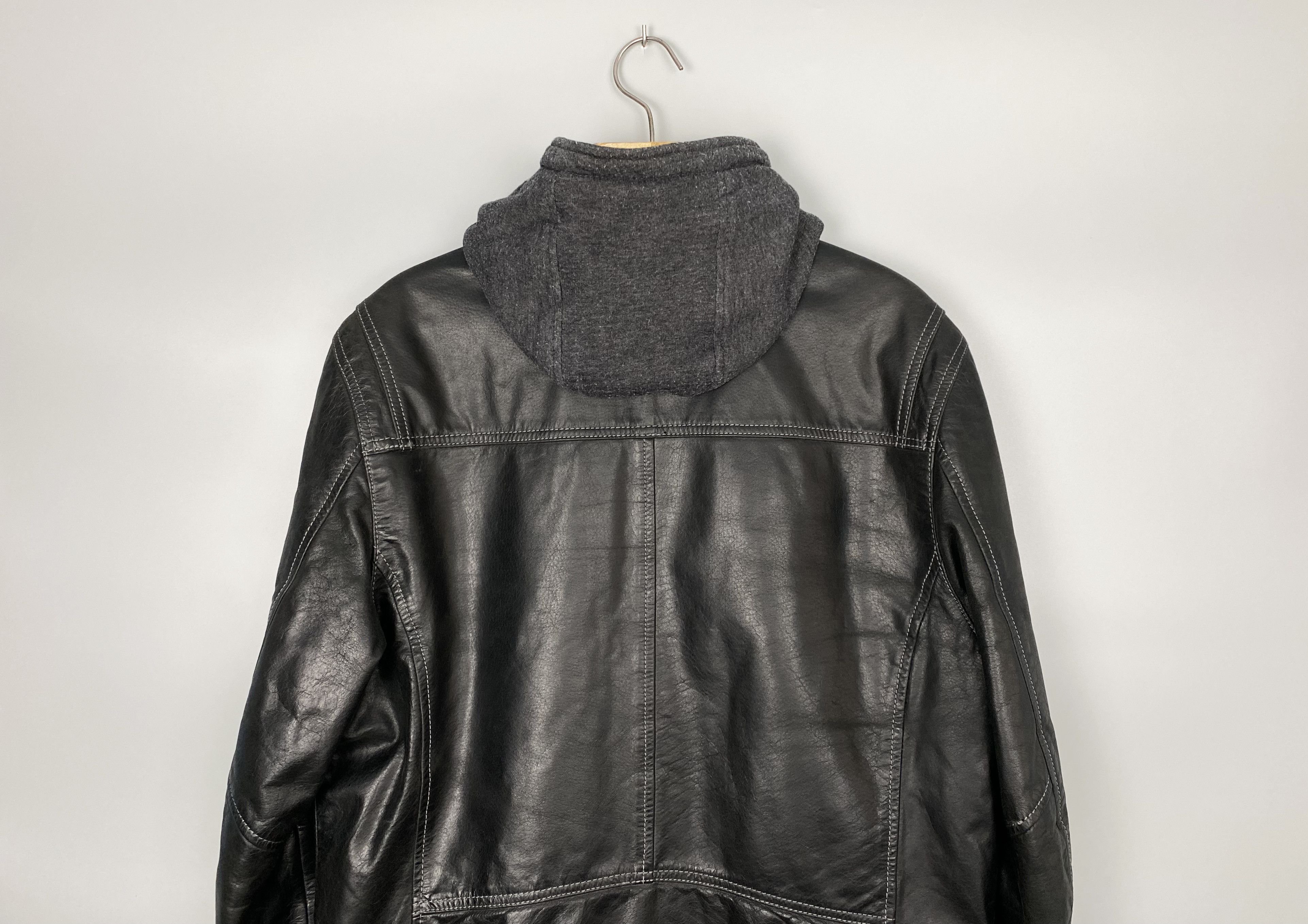 Vintage CHEVIREX Vintage Hooded Leather Jacket Size US M / EU 48-50 / 2 - 8 Thumbnail