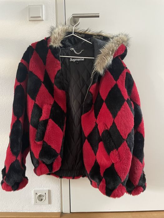 Diamond faux fur jacket hot sale supreme