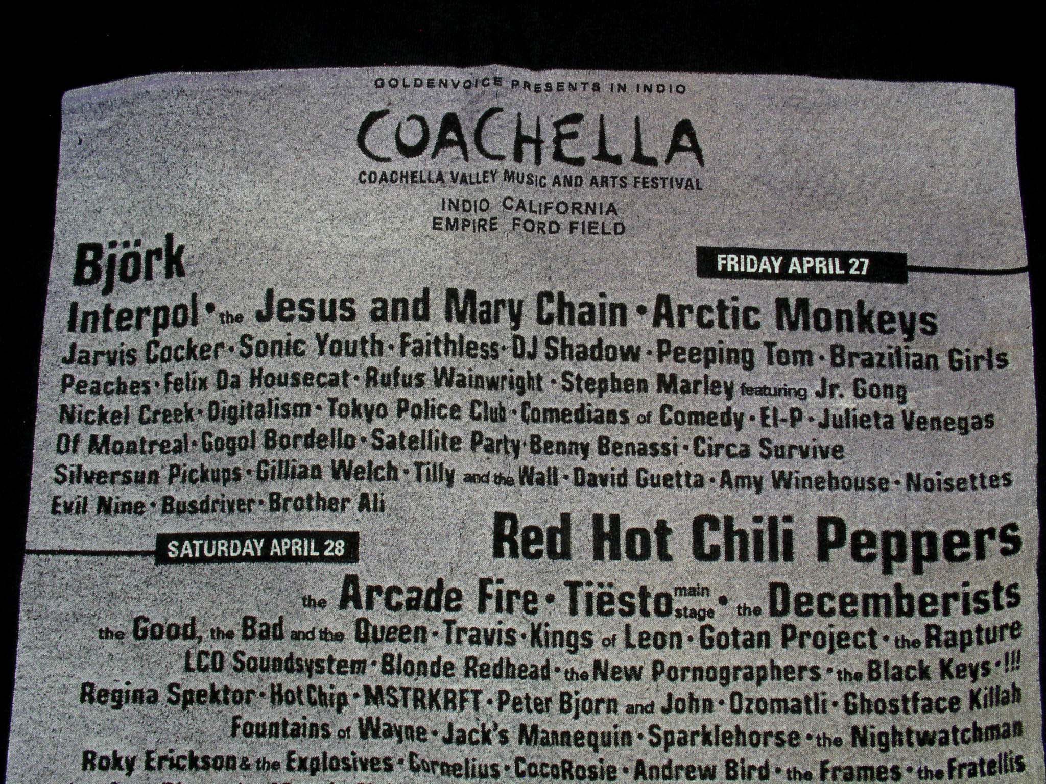 Coachella Coachella Concert Shirt 2007 Rage Against Machine Bjork Size US M / EU 48-50 / 2 - 5 Thumbnail