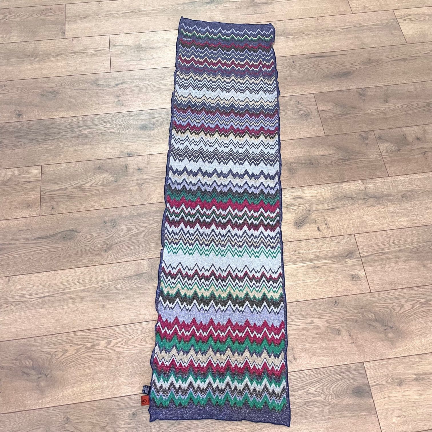 Missoni Missoni Navy Blue Fuschia Metallic Thread Zigzag Scarf Size ONE SIZE - 7 Thumbnail